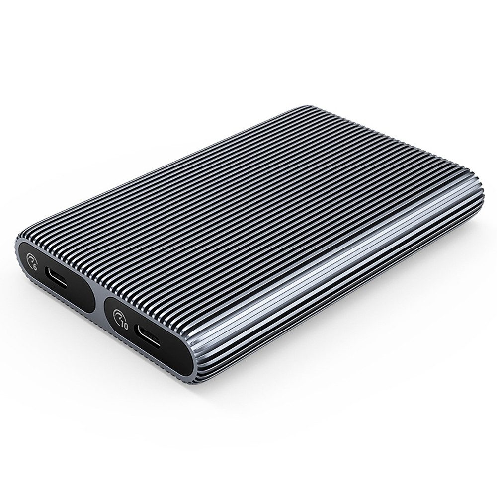 ORICO Festplatten-Gehäuse SSD-Gehäuse Laufwerksgehäuse Speichergehäuse, (Spar-Set, 1 St., 113 x 75 x 17 mm Alu), Aluminium, werkzeuglos, USB-C, bis 4 TB, 2 Steckplätze