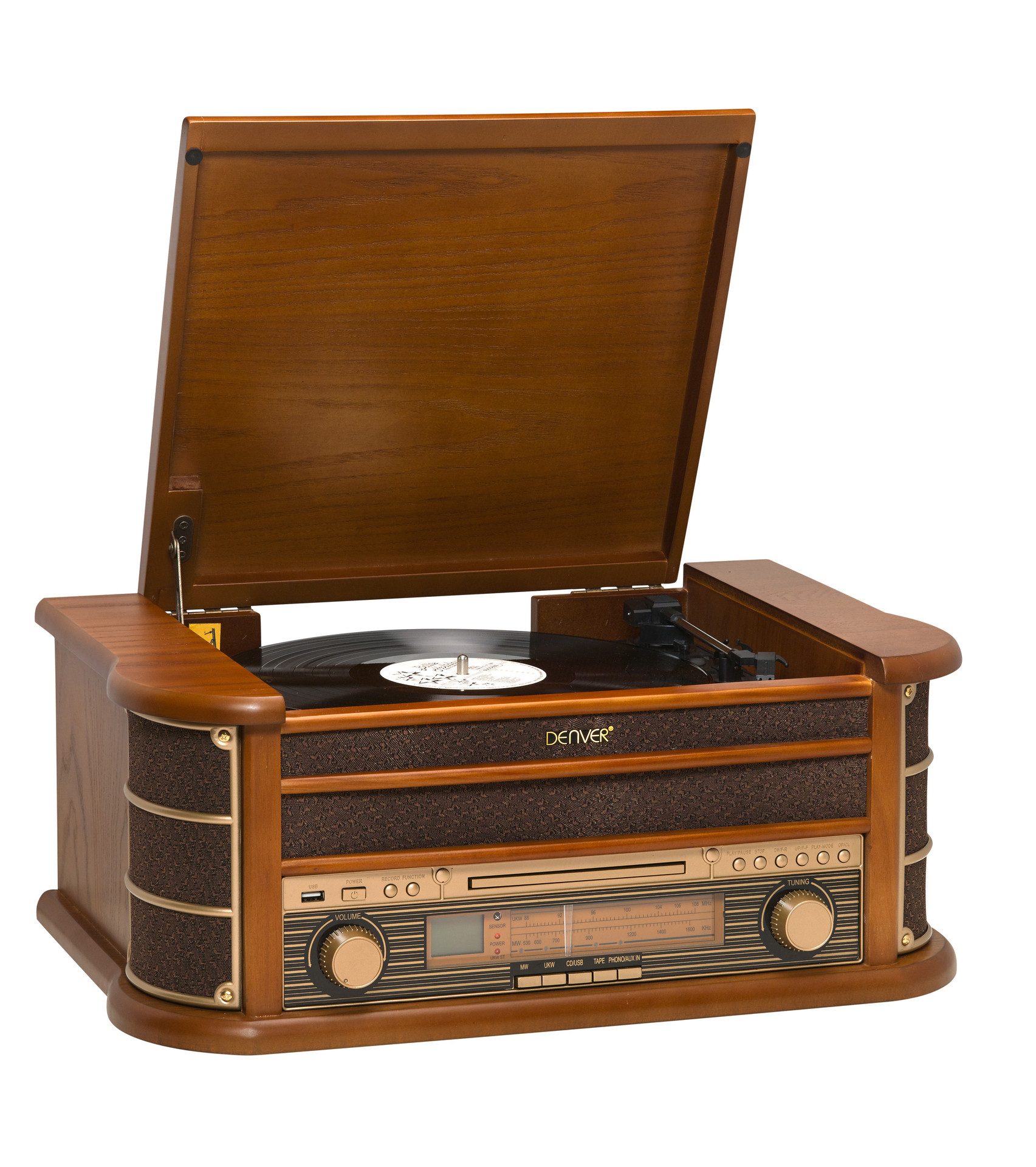 Denver MCR-50MK3 Retro Musik-Center mit Plattenspieler Retro-Radio (AM-Tuner, FM-Tuner, 2,5 W)