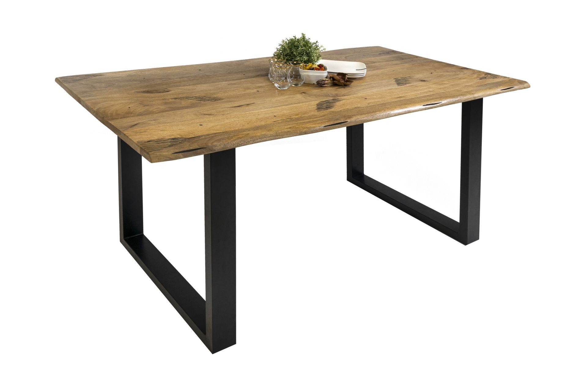 SAM® Baumkantentisch Panther, Mangoholz, Baumkante, verschiedene Metallgestelle