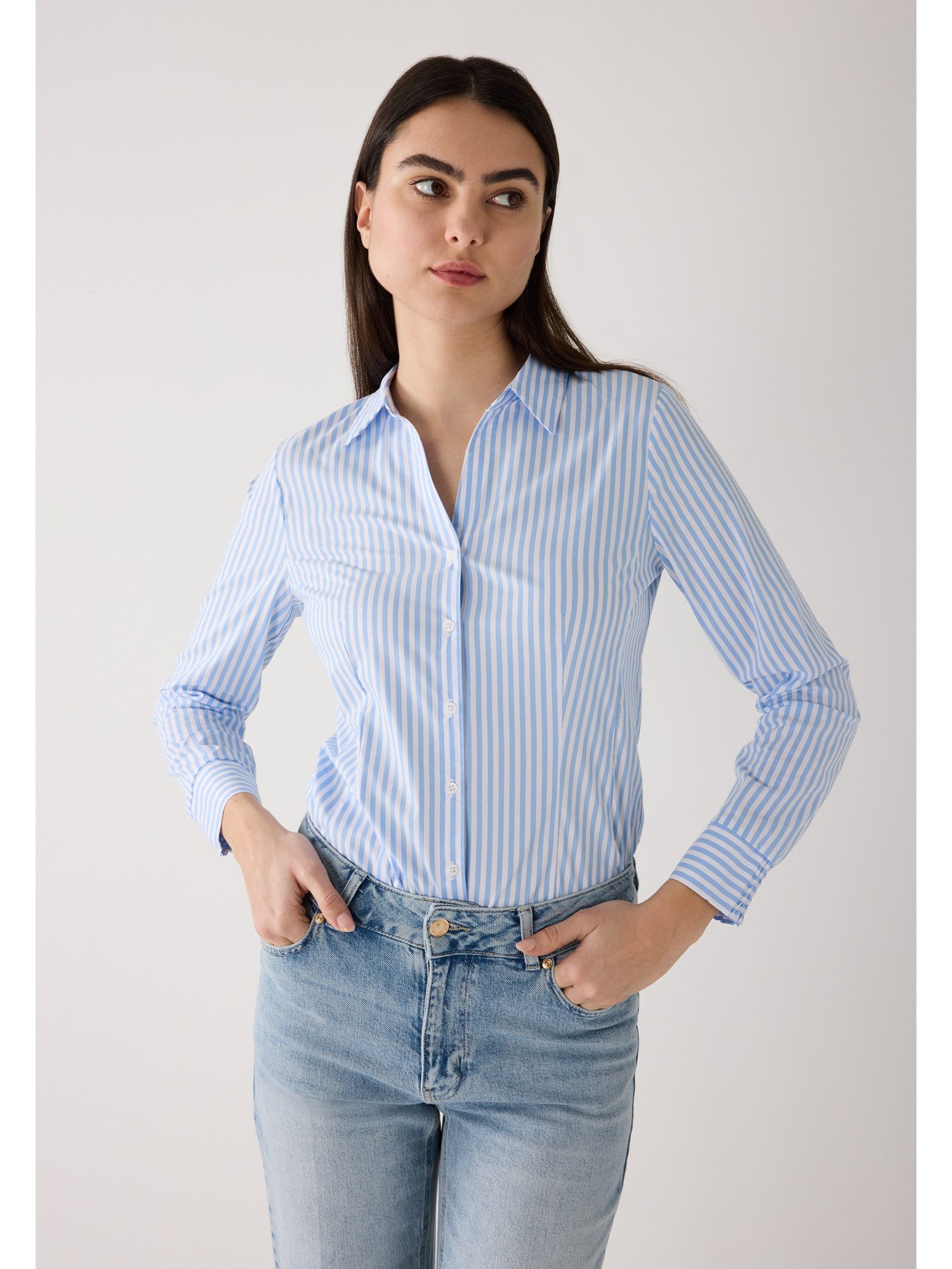 MORE&MORE Klassische Bluse gestreifte Hemdbluse günstig online kaufen