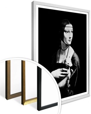 Wall-Art Poster Dame mit Hermelin, Menschen (1 St), Poster ohne Bilderrahmen