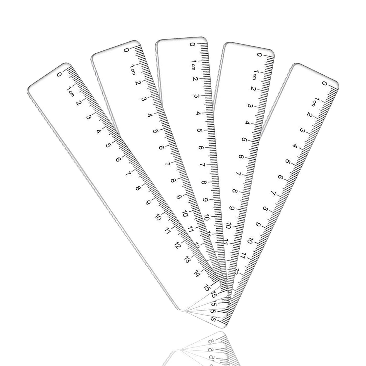 FELIXLEO Lineal 5 Lineale 15cm Transparent Kunststoff Schule Büro Messwerkzeug