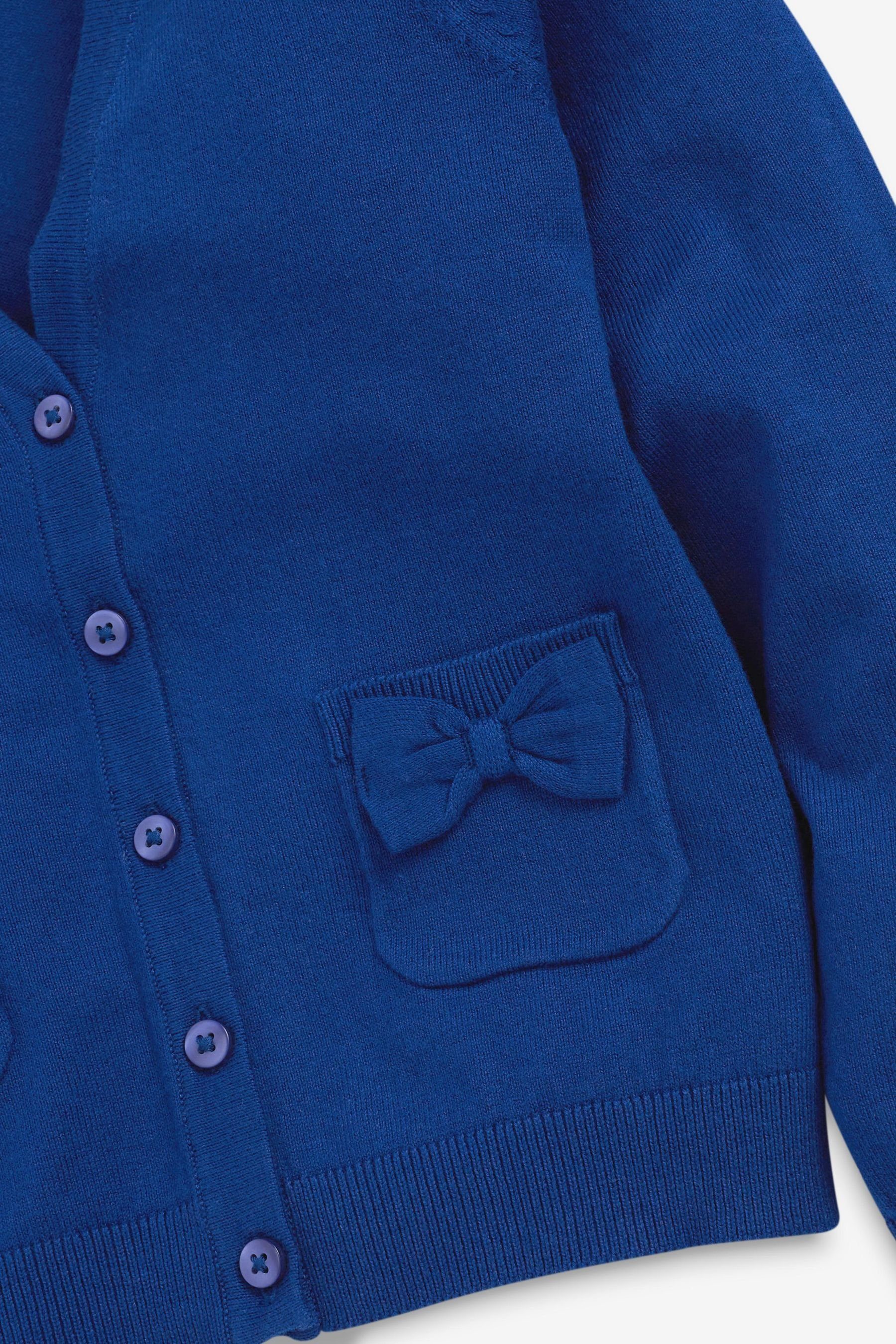 Next Strickjacke Strickjacke mit Taschen Blue (1-tlg) schleifenverzierten