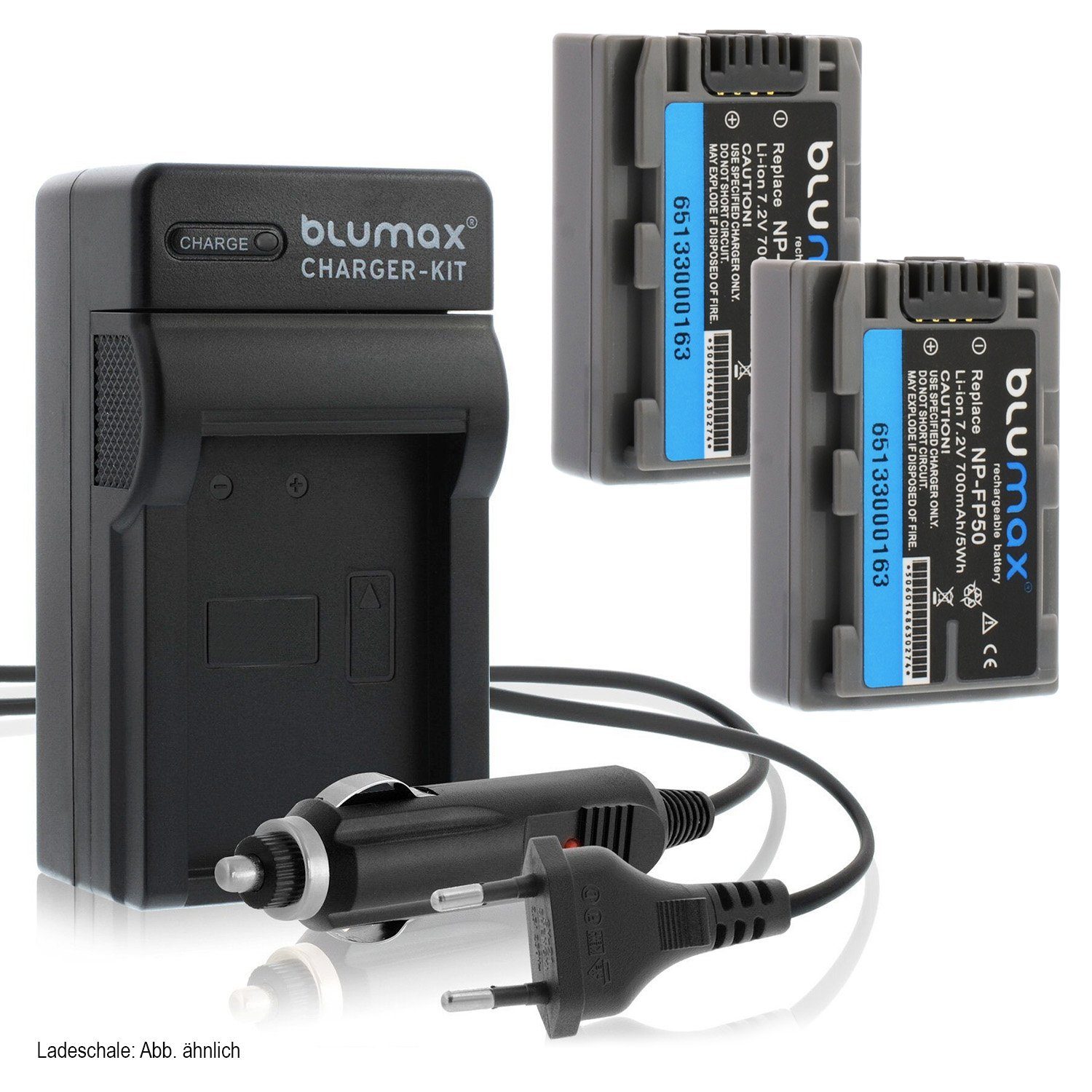 Blumax Set mit Lader für Sony NP-FP50 NP-FP51 700 mAh Kamera-Akku