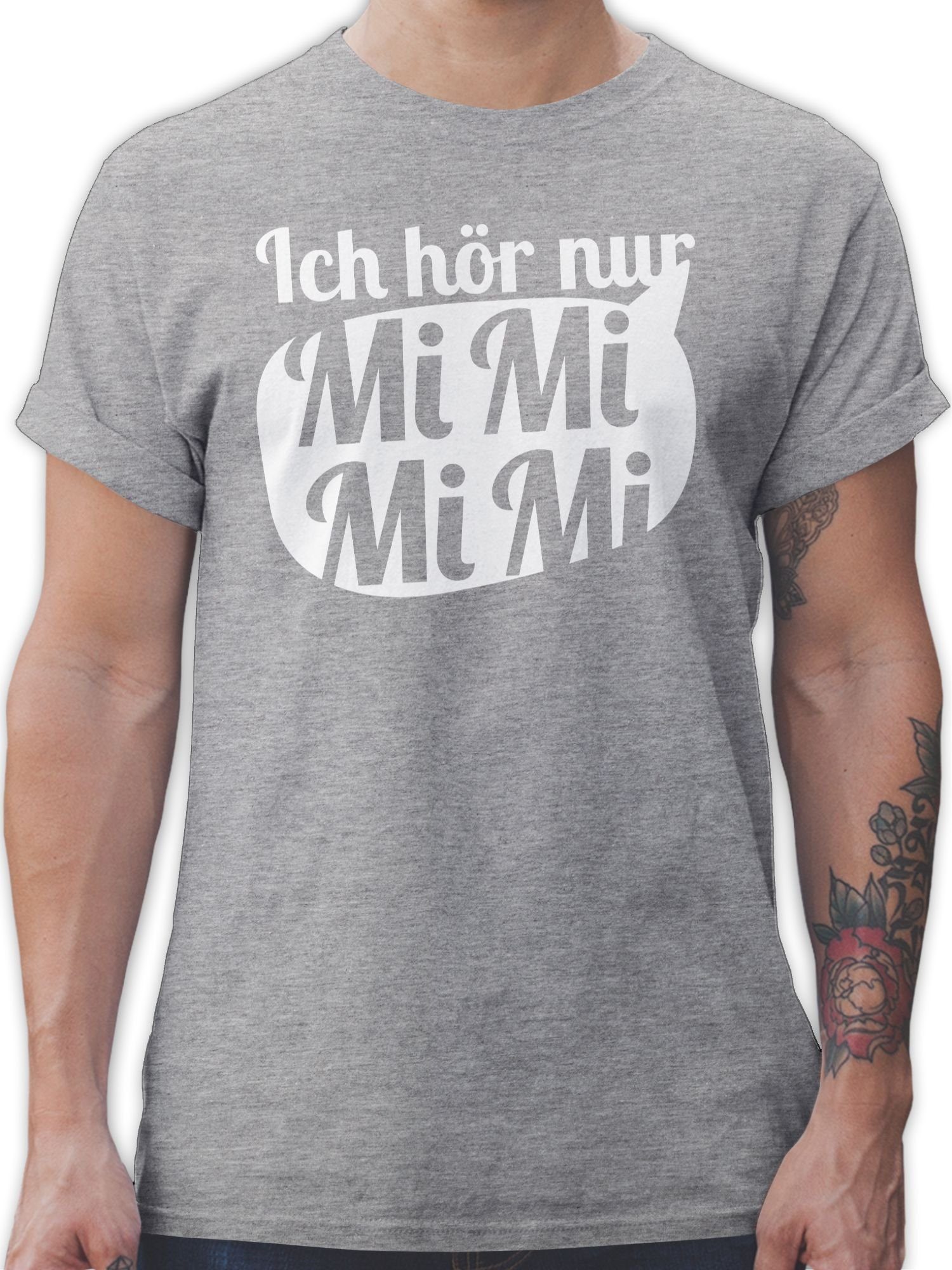 Shirtracer T-Shirt Ich hör nur MIMIMI mit Sprechblase - weiß Sprüche Statement mit Spruch 3 Grau meliert