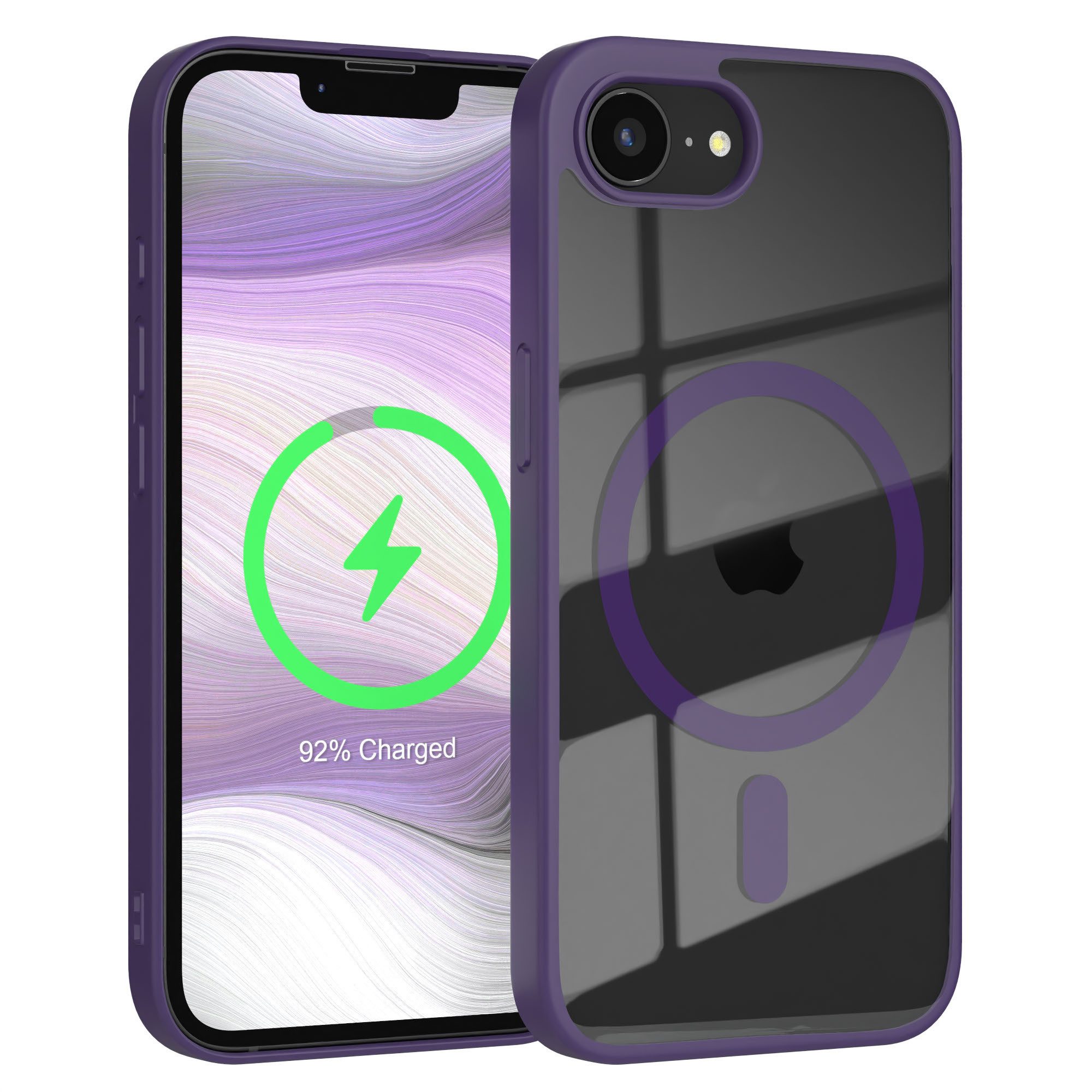 EAZY CASE Handyhülle Transparente Hülle mit MagSafe für iPhone 17e 6,1 Zoll, Hülle mit Kameraschutz, Smart Case kompatibel mit Magsafe, Violett