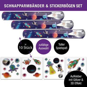 TOBJA Armband Set Weltraum Schnapparmband Sticker Set (Set), Knickarmbänder u. Aufkleber 10er Set