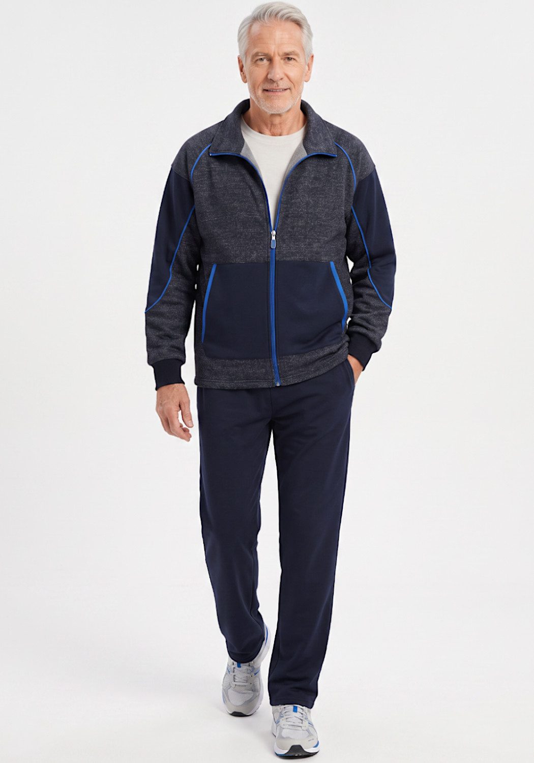 Herbold Sportswear Jogginganzug Herren Trainingsanzug Freizeitanzug wärmender Sportanzug Kuranzug (2-tlg), Wärmend · meliertes Design · angeraute Innenseite