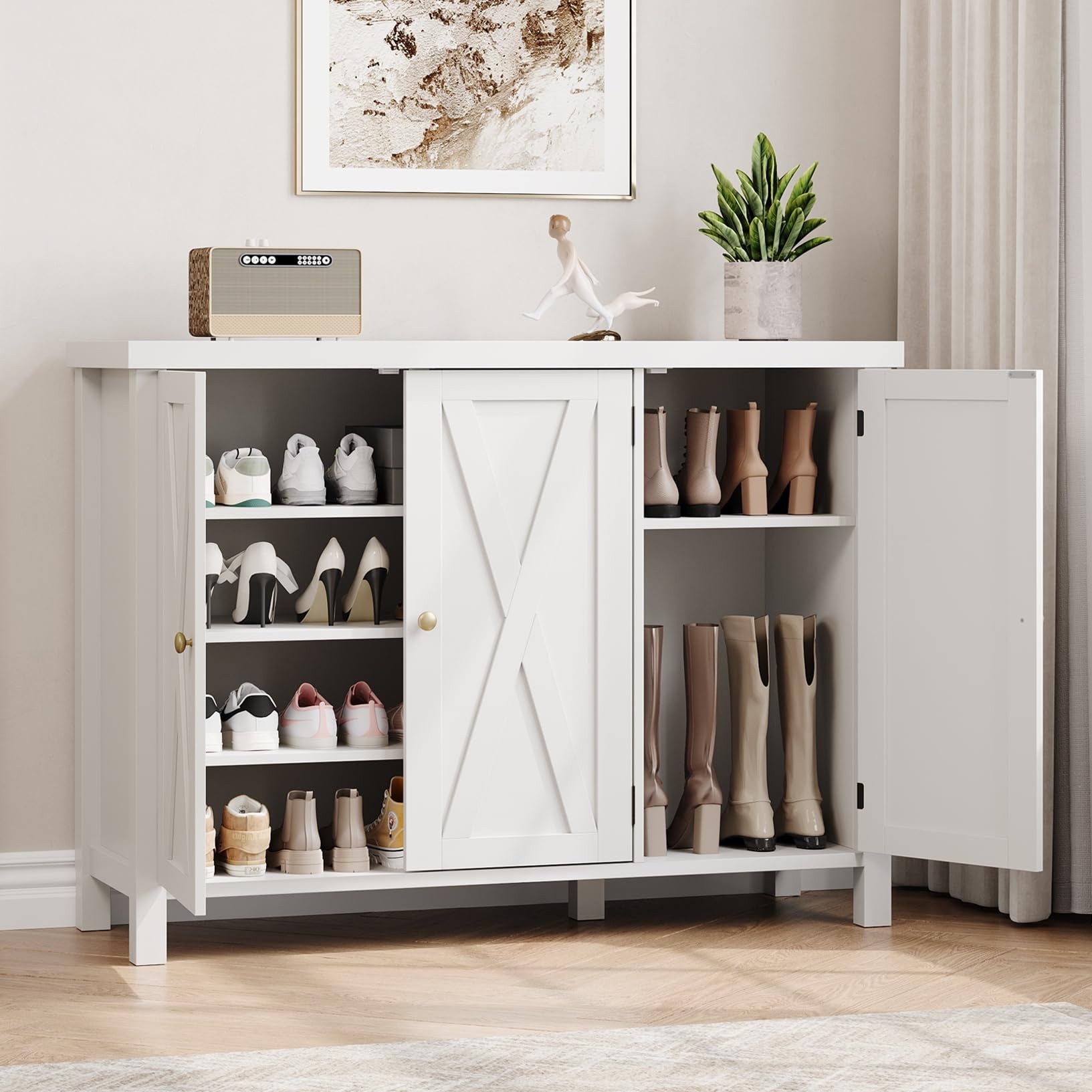 GarveeMore Schuhschrank Großer Schuhschrank mit 4 Ebenen günstig online kaufen