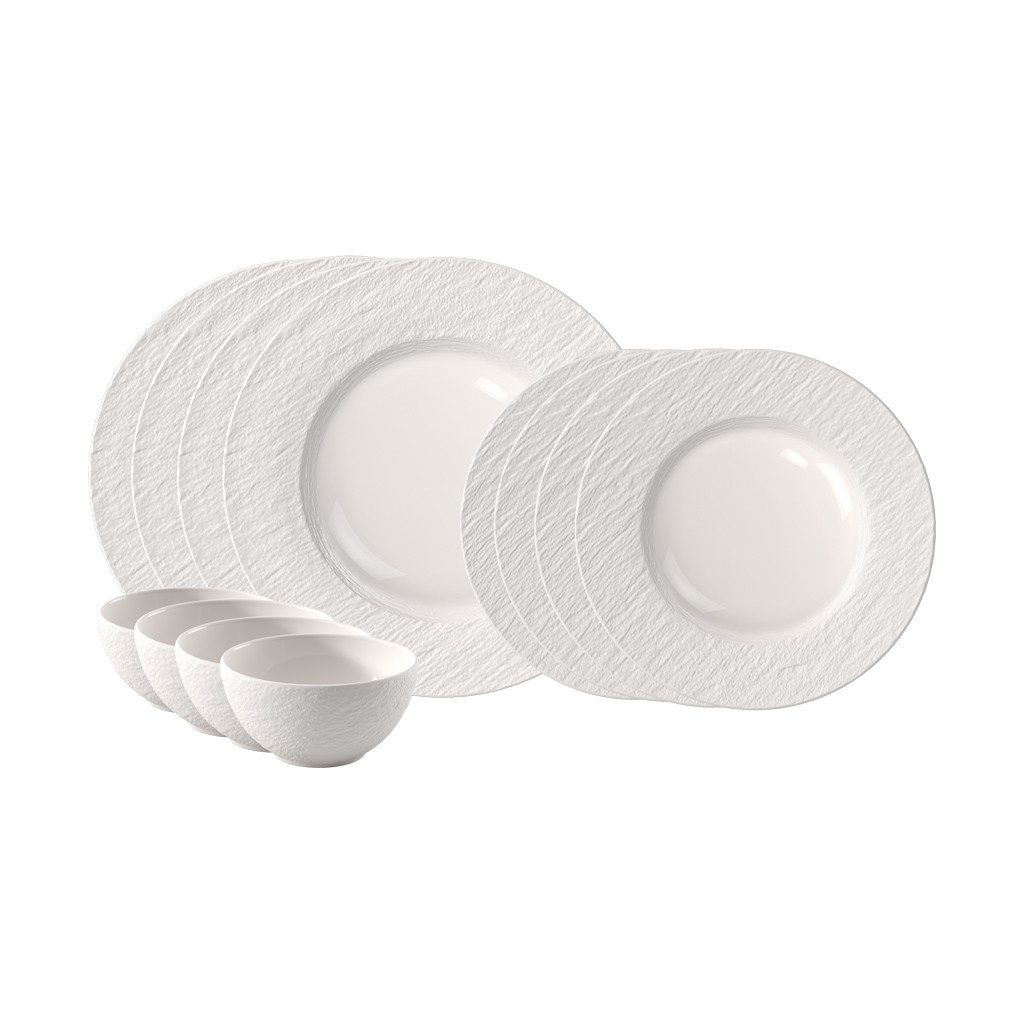 Villeroy & Boch Geschirr-Set Manufacture Ice Starter-Set, 12-teilig (12-tlg), 4 Personen, Porzellan