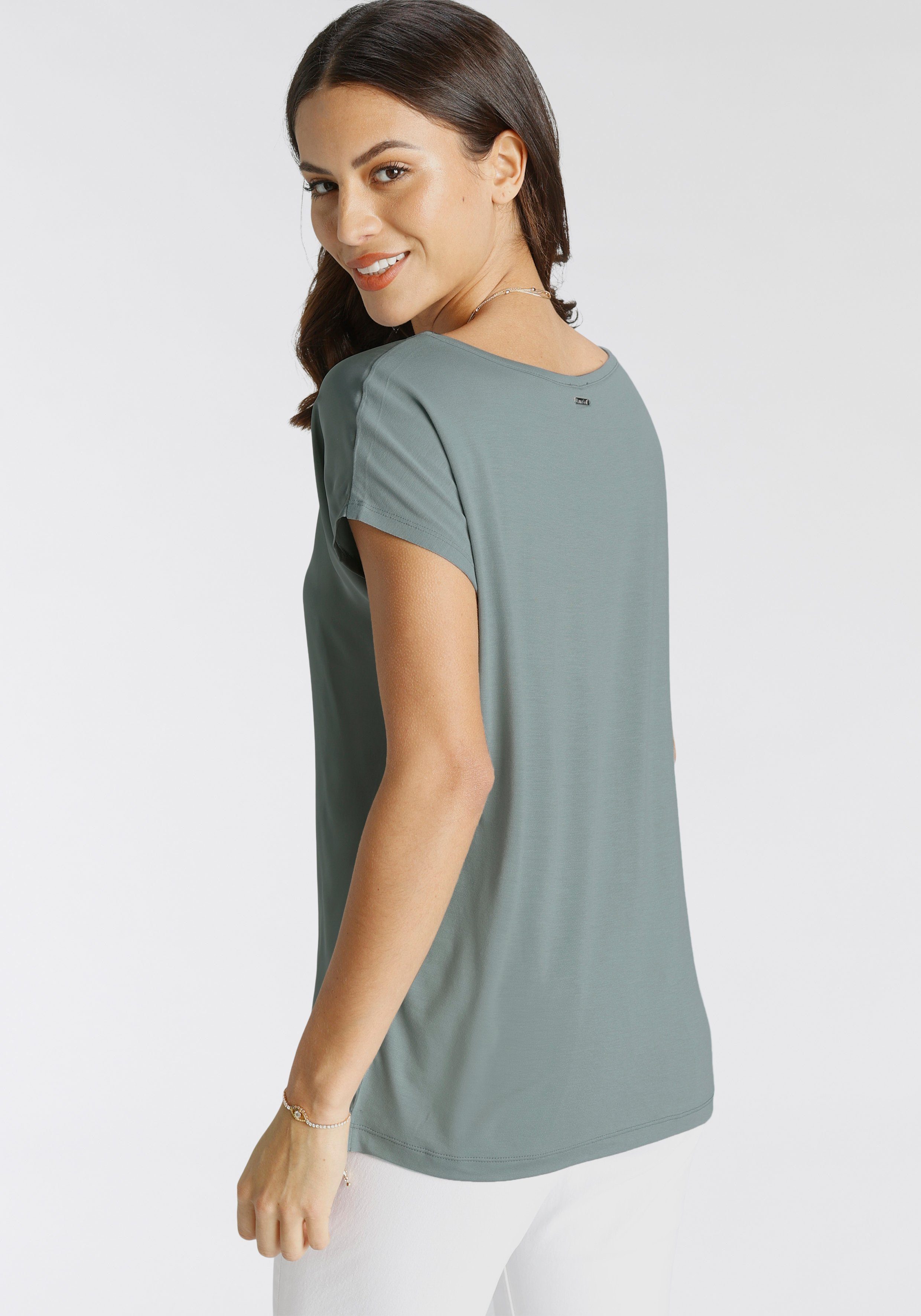 Scott Laura KOLLEKTION Jersey NEUE Shirtbluse aus graugrün Satin und -