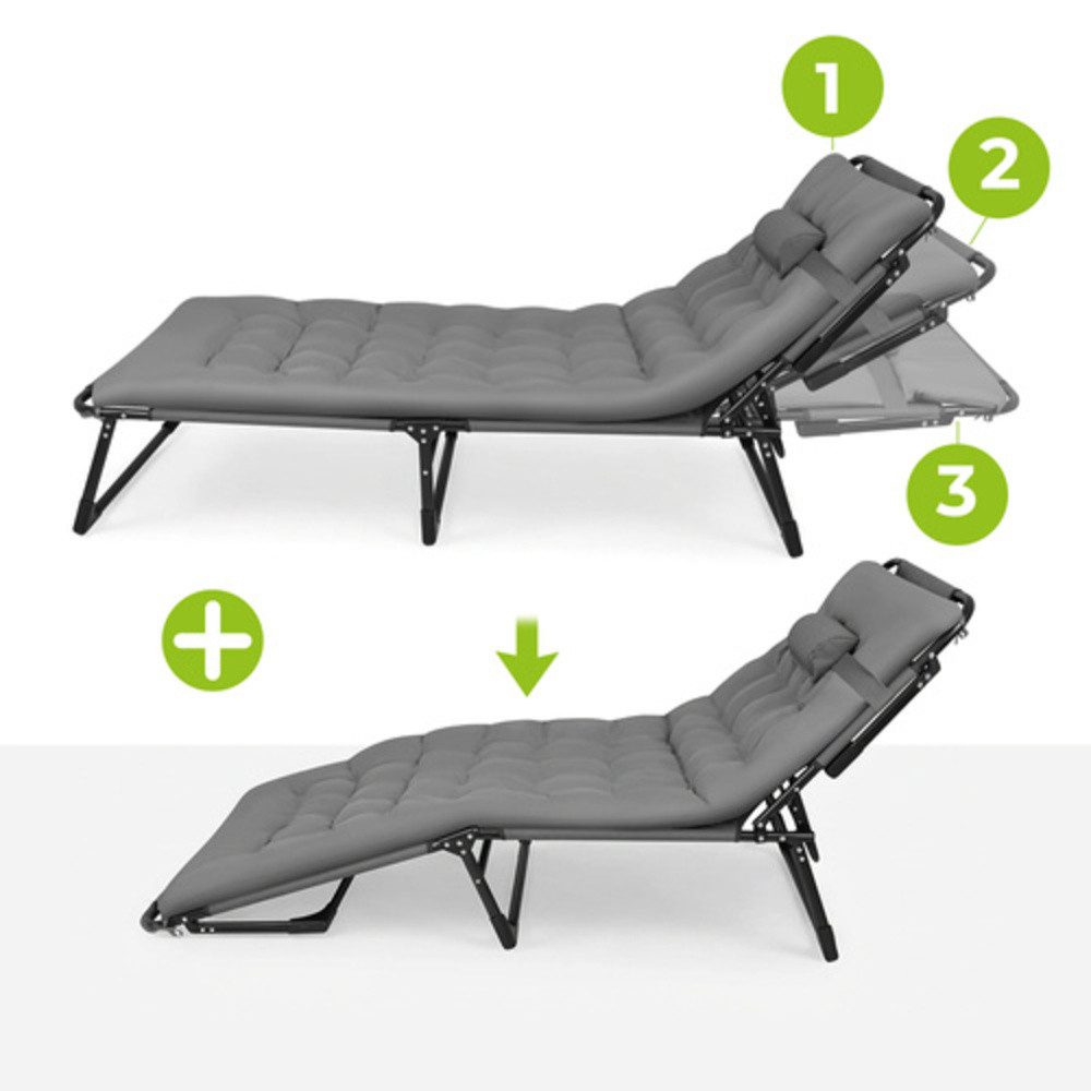 Trizand Gartenliege Klappbare Gartenliege Strandbett, Spar-Set, 1 St., 4 Einstellpositionen, Die robuste 4-Bein-Konstruktion aus Eisen trägt bis zu 120 kg