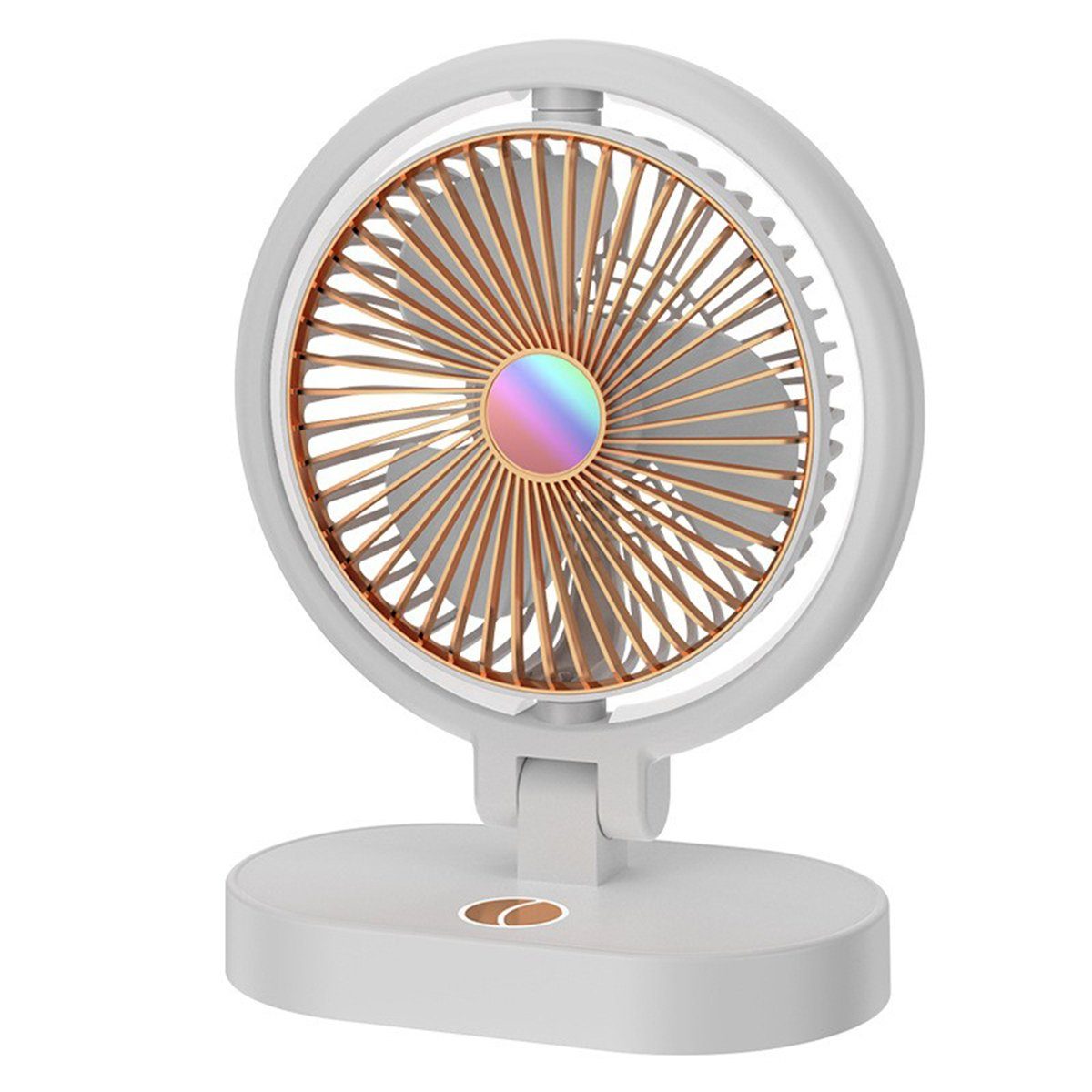 mit 90° 4 Leise Weißgold Fan USB Mini Ventilator USB USB Tischventilator USB-Ventilator Speed, LED-Licht,Desk Drehung Lüfter autolock Tragbarer Mini