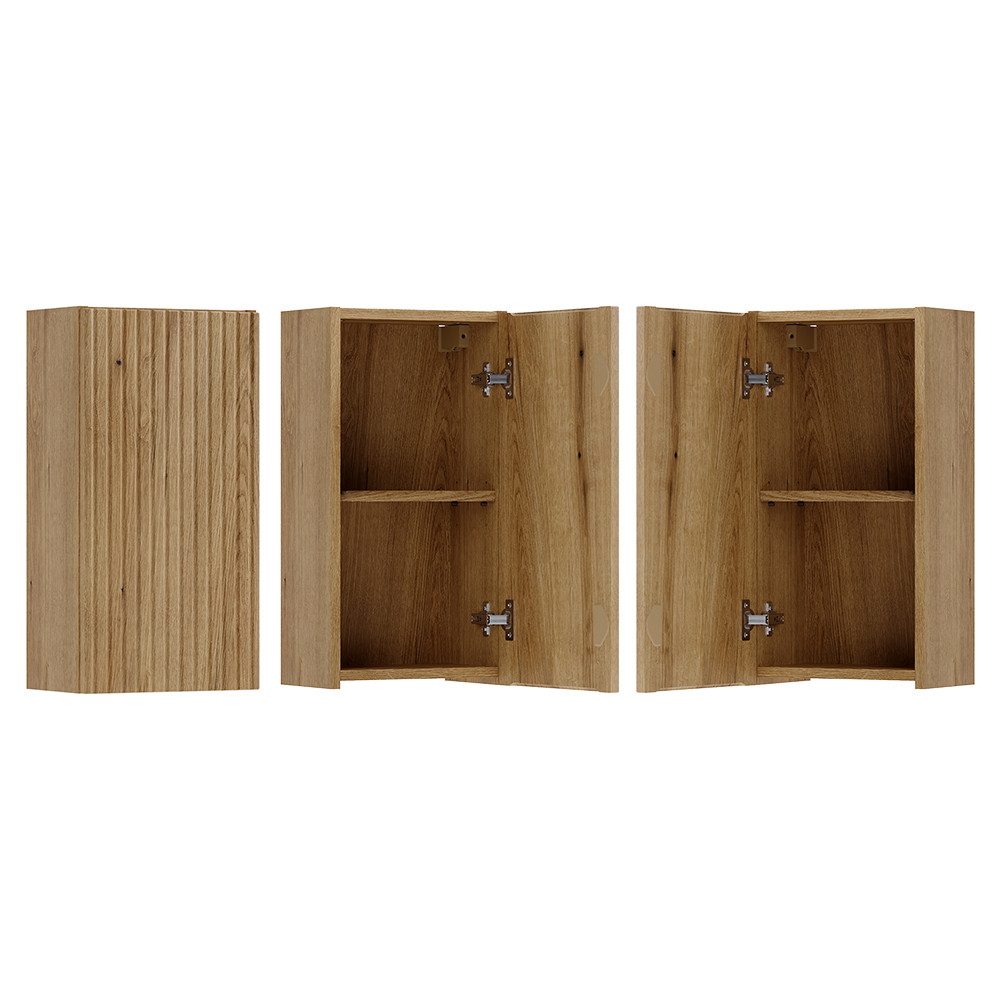 Lomadox Hängeschrank NEWPORT-56-EVOKE 30 cm breit mit 1 Tür, Eiche mit gerillter Front