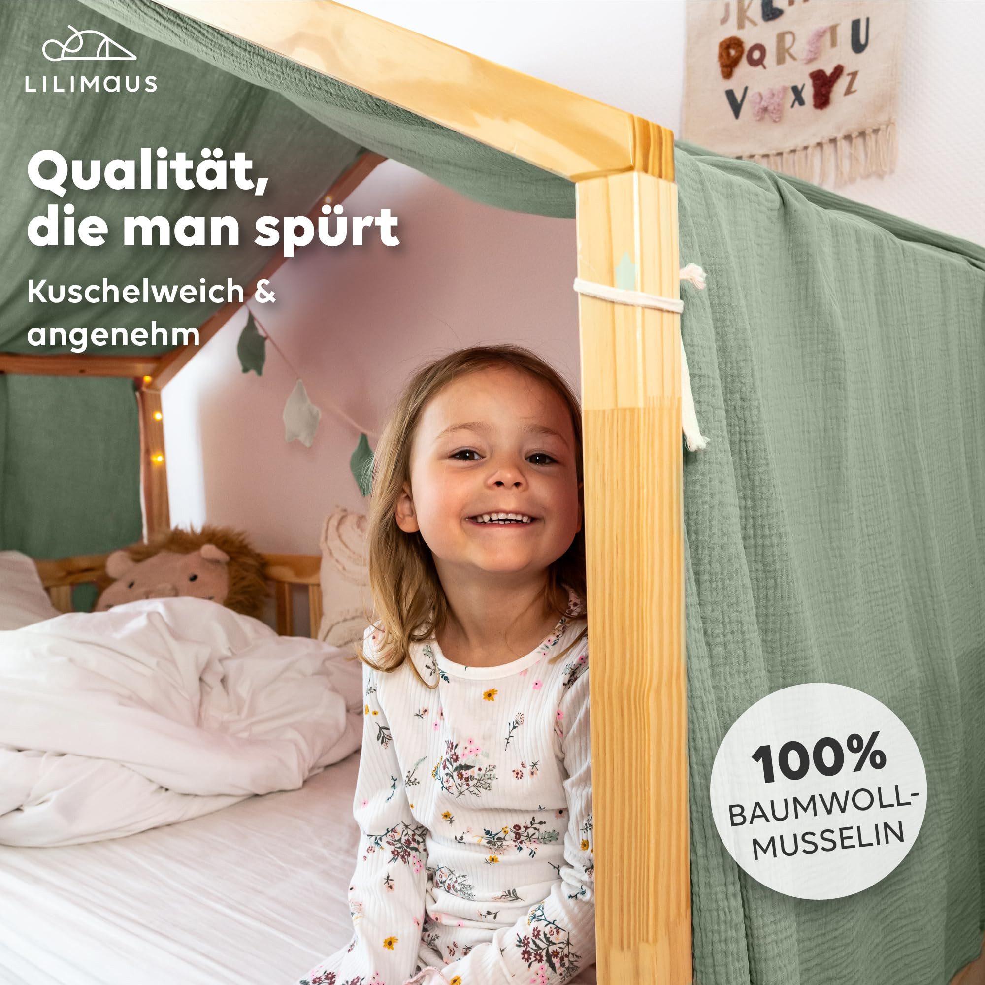 lilimaus Betthimmel Hausbetthimmel aus Musselin - Hausbett Deko für Mädchen günstig online kaufen