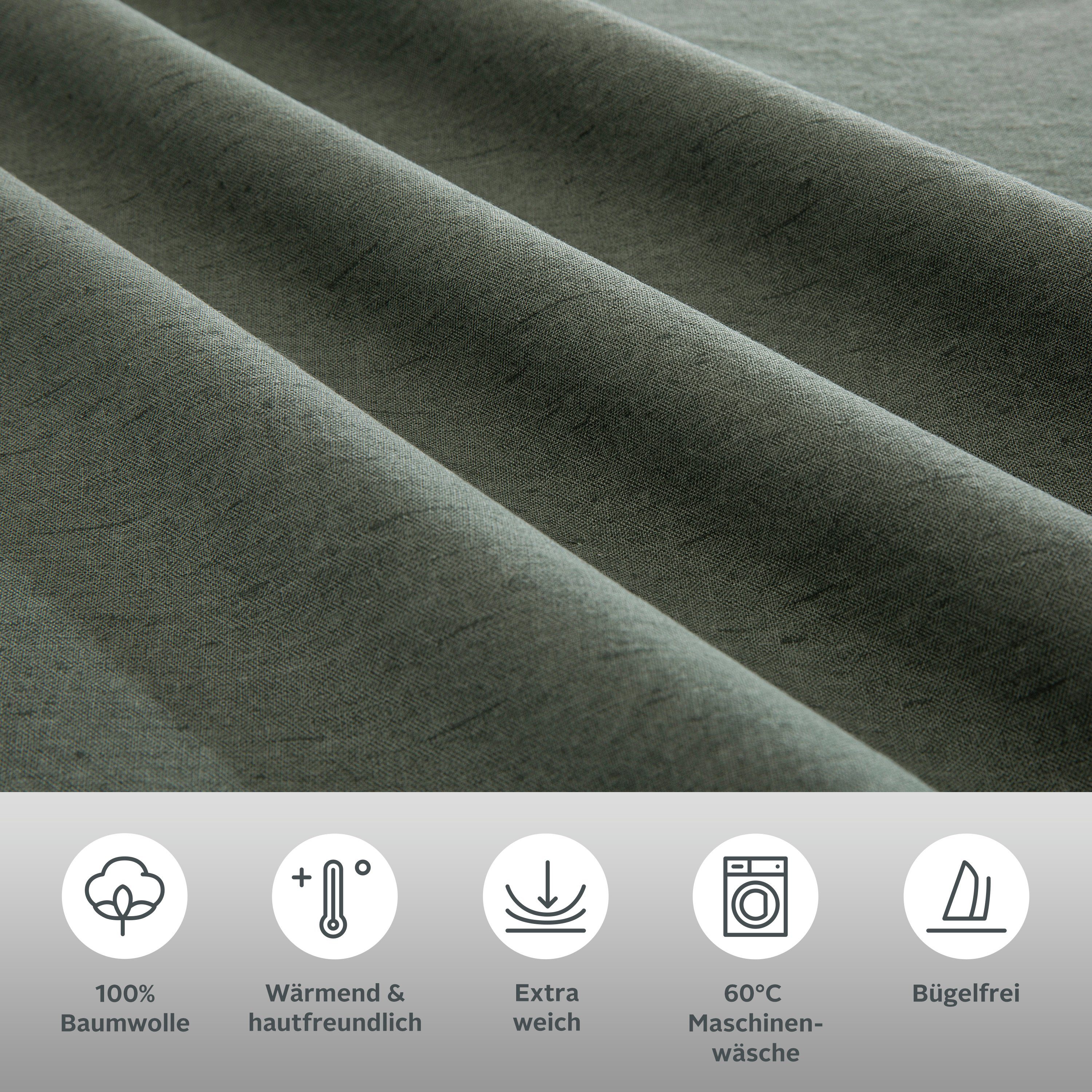 OTTO home Bettwäsche Melli, Biber, 2 teilig, Bettwäsche aus Baumwolle, Leinen-Look in Melange-Optik
