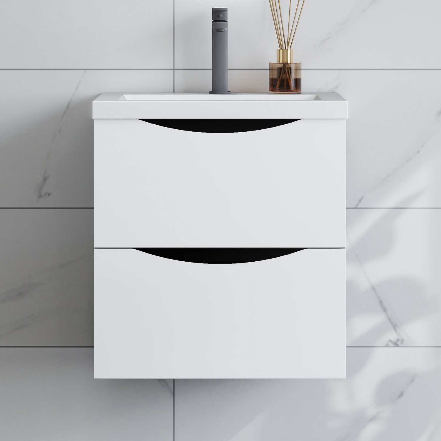 duschspa Waschtisch Waschbecken mit Unterschrank Waschtischunterschrank Smiley, Badmöbel in Breite 50/60/80/90/100 cm