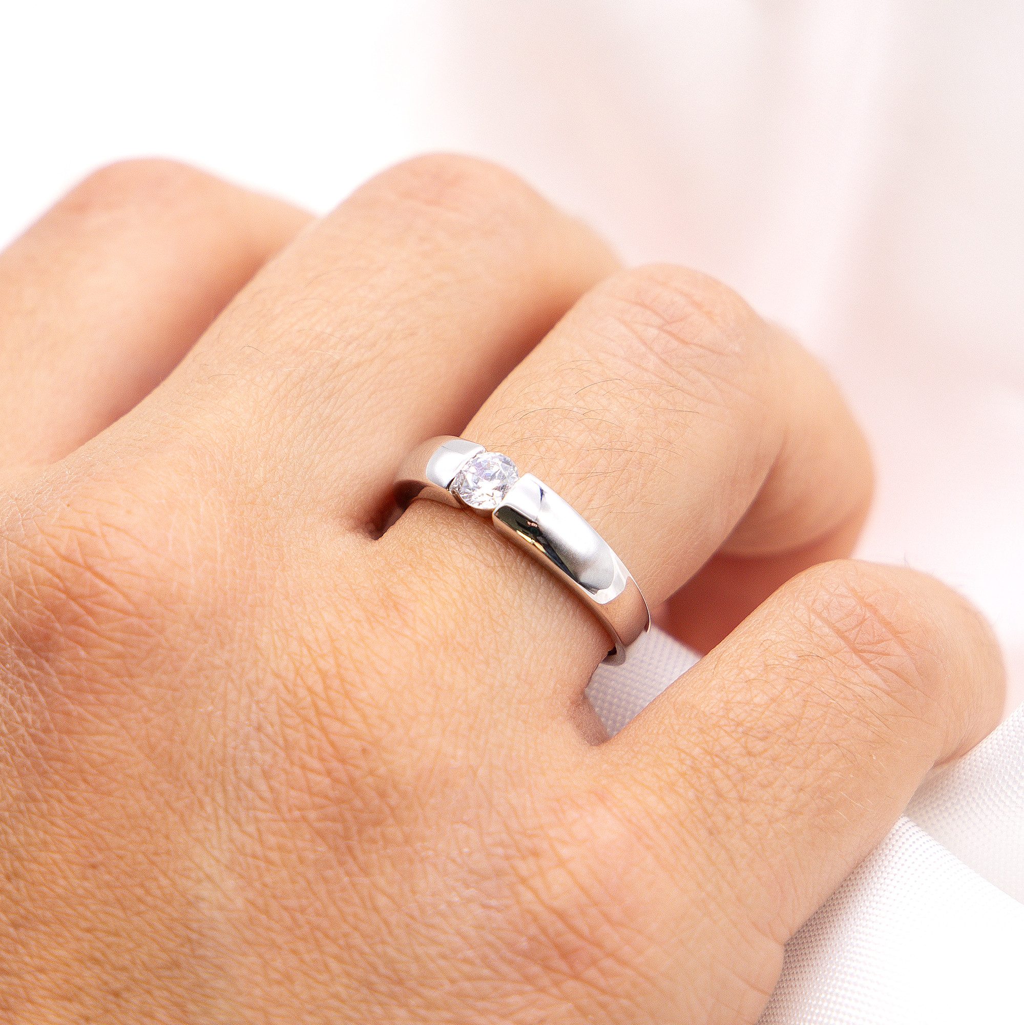 Zeeme Fingerring Silber 925 mit Zirkonia weiß