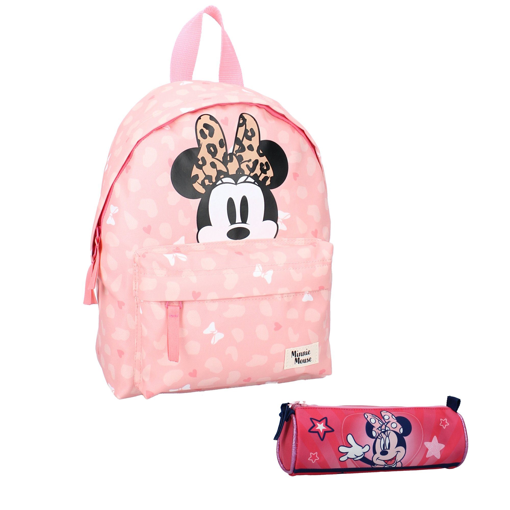 Disney Minnie Mouse Kinderrucksack Minnie Maus Set Rucksack mit Mäppchen  (Set)