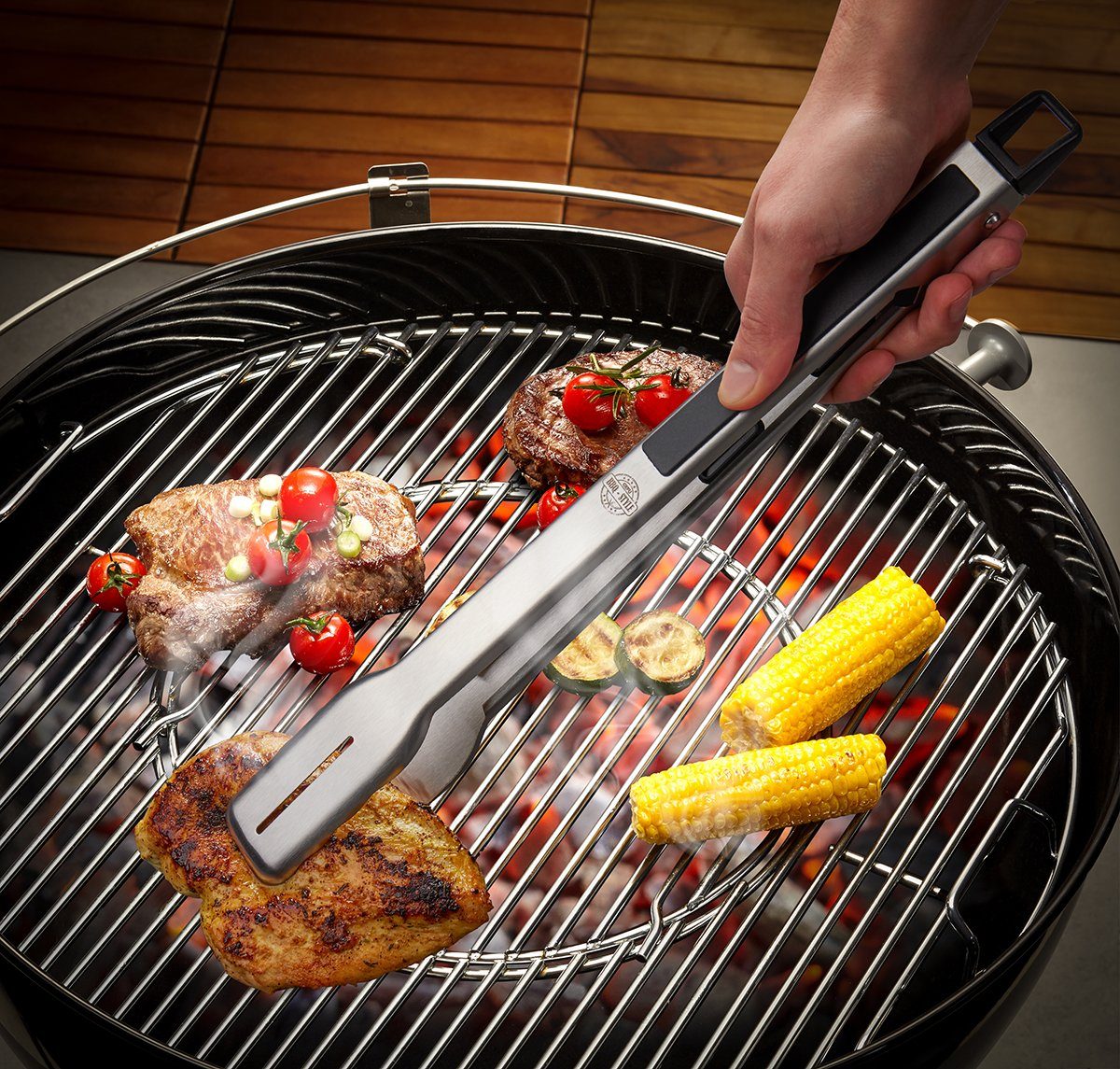 GEFU Grillzange Set: Grillzange BBQ + Triangel-Bürste BBQ