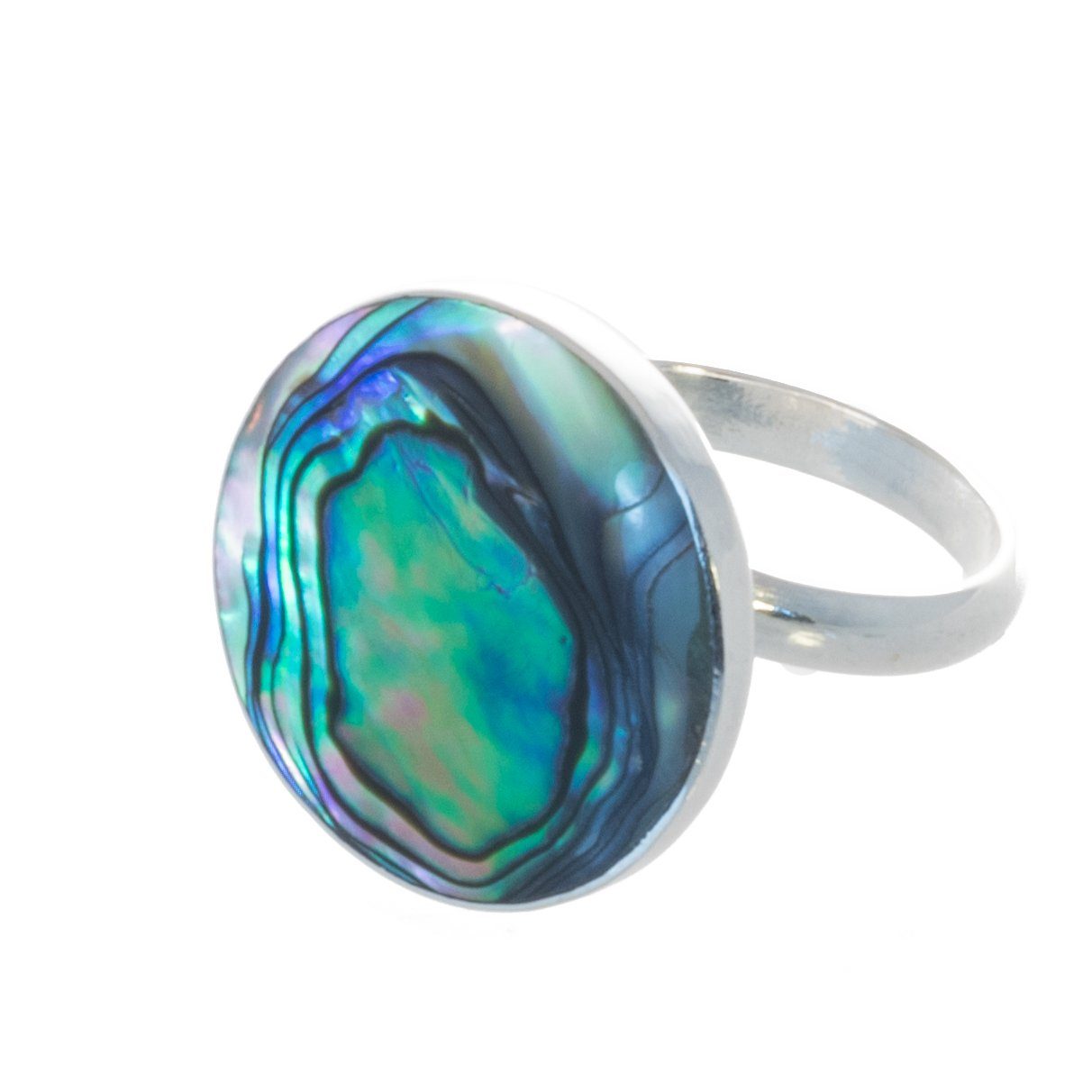 Fingerring Ring mit Abalone Muschel 2 cm rund, Mit Abalone Muschel 2 cm run günstig online kaufen