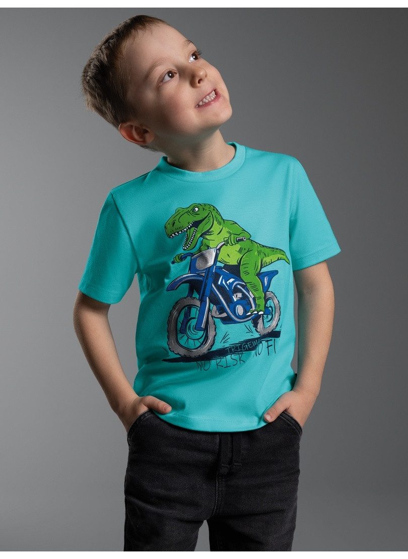 Trigema T-Shirt TRIGEMA T Shirt mit Dino Motiv "No Risk No Fun" (1-tlg)