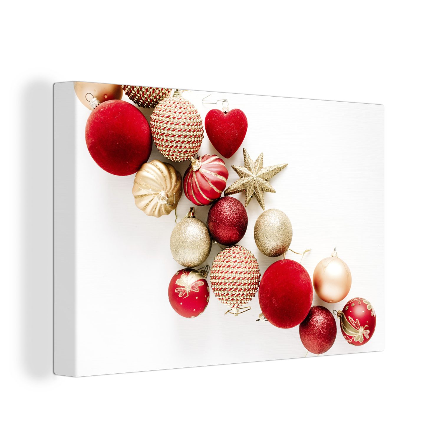 OneMillionCanvasses® Leinwandbild Winter - Weihnachten - Christbaumkugeln, (1 St), Wandbild Leinwandbilder, Aufhängefertig, Wanddeko, 30x20 cm