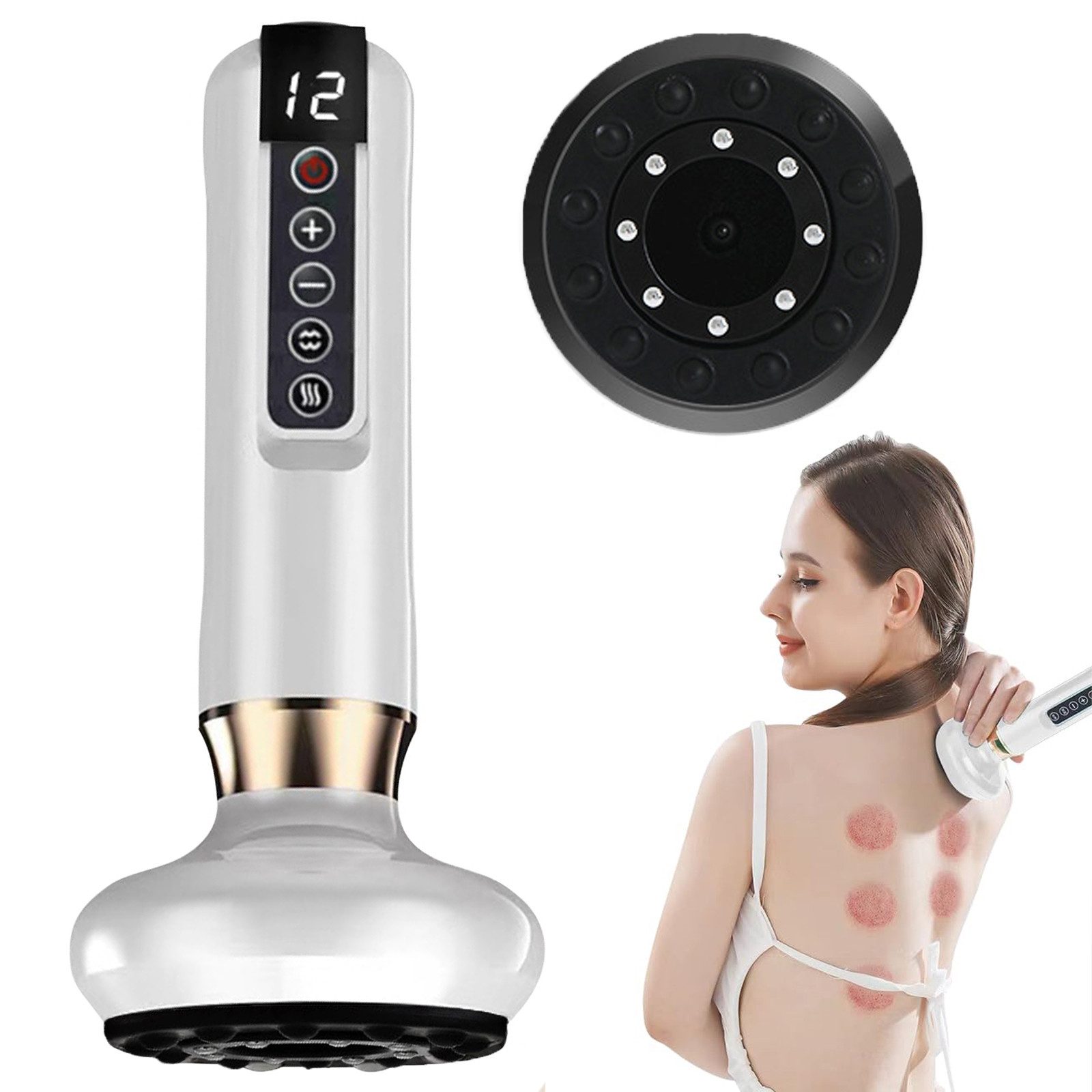 Massagegerät 12-stufiges Schröpf- und Gua-Sha-Massagegerät mit Infrarotwärme