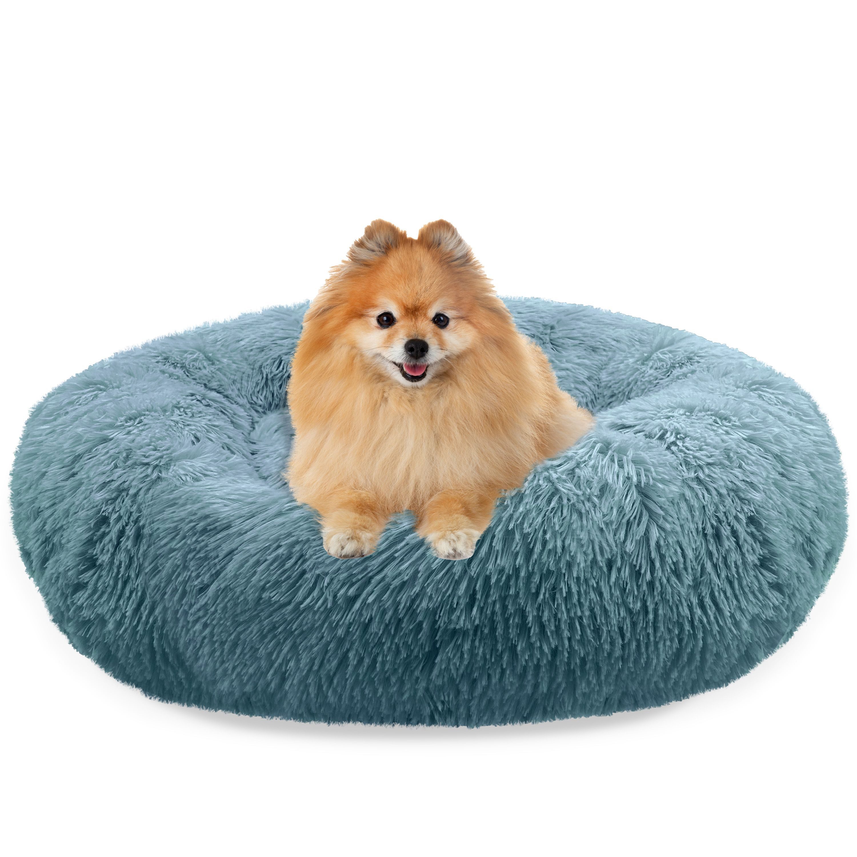 Bluzelle Tierbett Premium Hundebett Hundekissen Donut / Katzenbett Katzenkissen / XS, Flauschig Kuschelig Weiches Kunstfell, für Kleine Hunde / Hundekorb / Rund Waschbar Plüsch Kissen Tier Bett