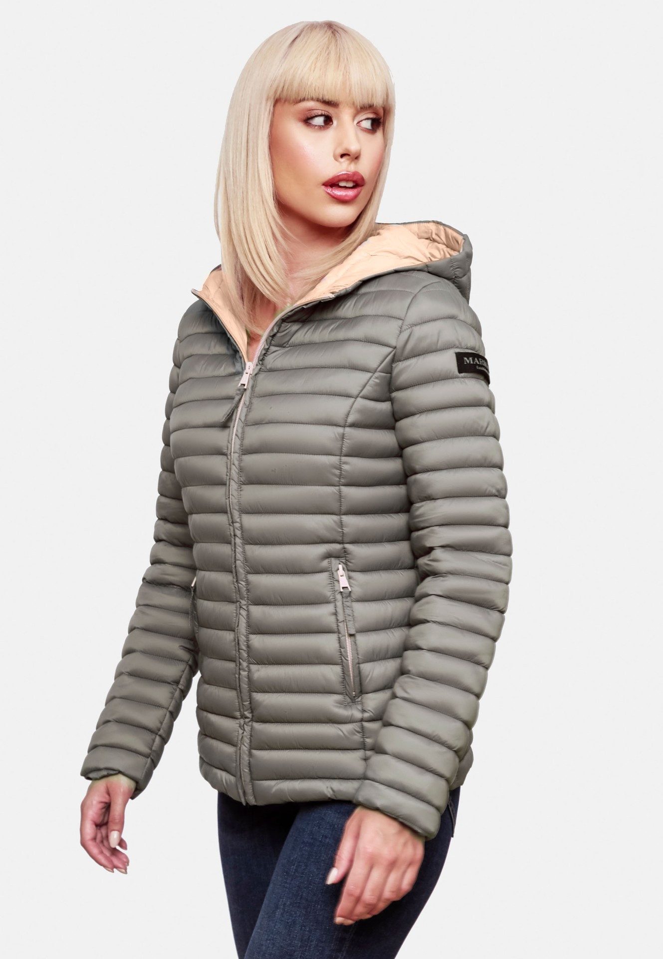 Marikoo Steppjacke Marikoo Asraa Damen Steppjacke B857 Übergangsjacke mit kontrastfarbendem Reißverschluss