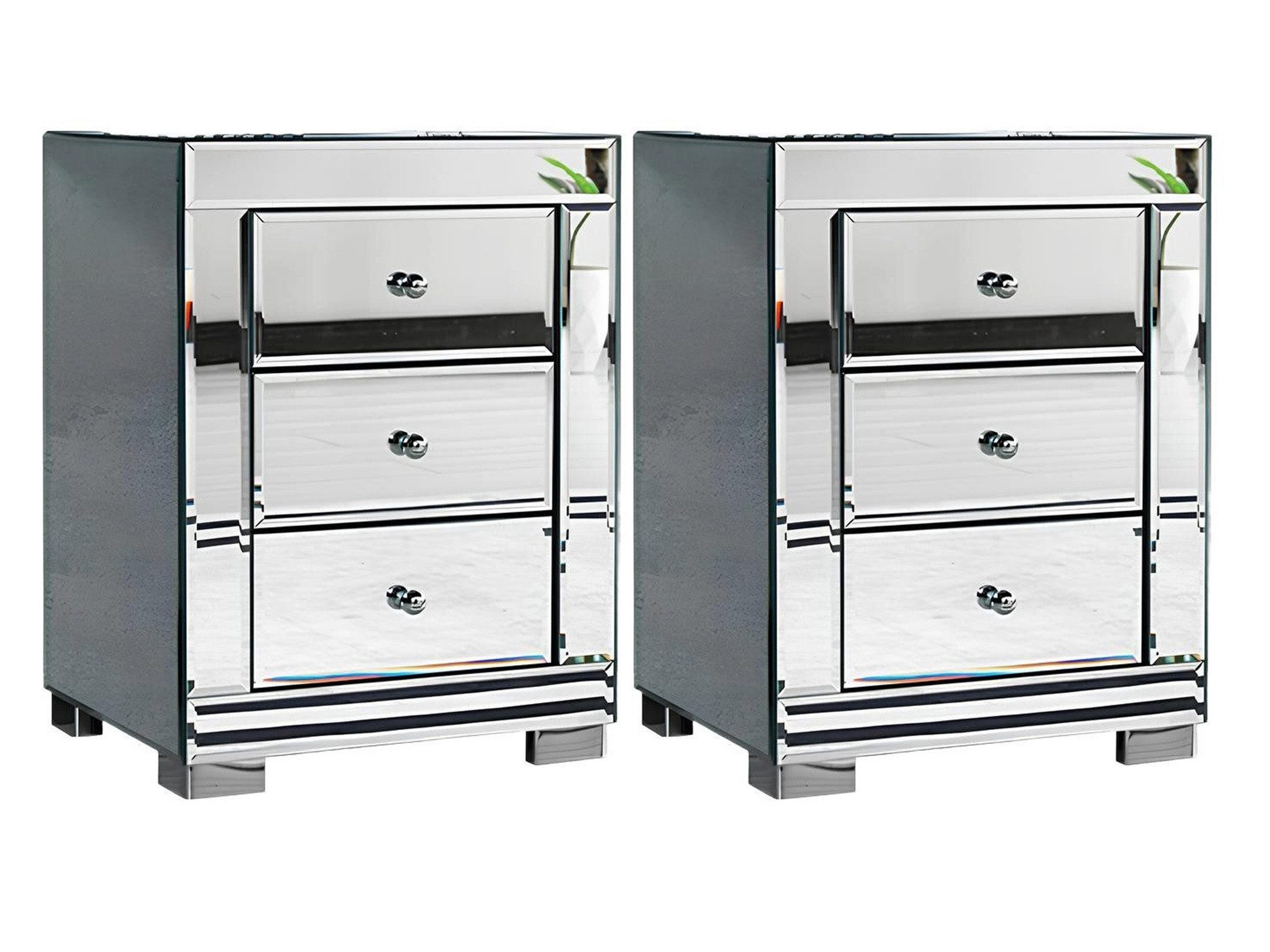 Xlmoebel Nachttisch Zimmer Silber 2x Nachttisch Set Design Nachtkommoden Möbel 2-teilig. (2x Nachttische), Hergestellt in Europa