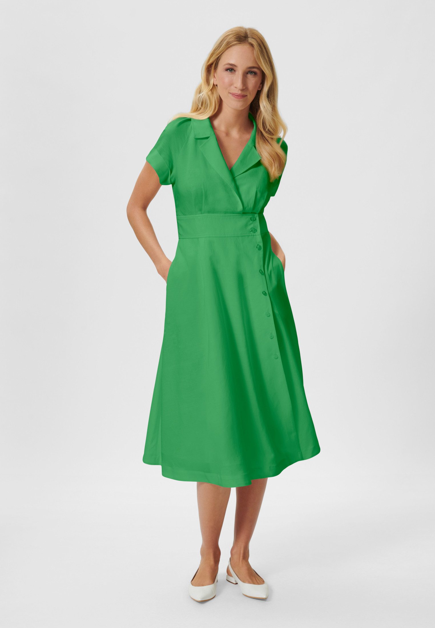 Midikleid Leichtes Hemdblusenkleid mit Rückenausschnitt