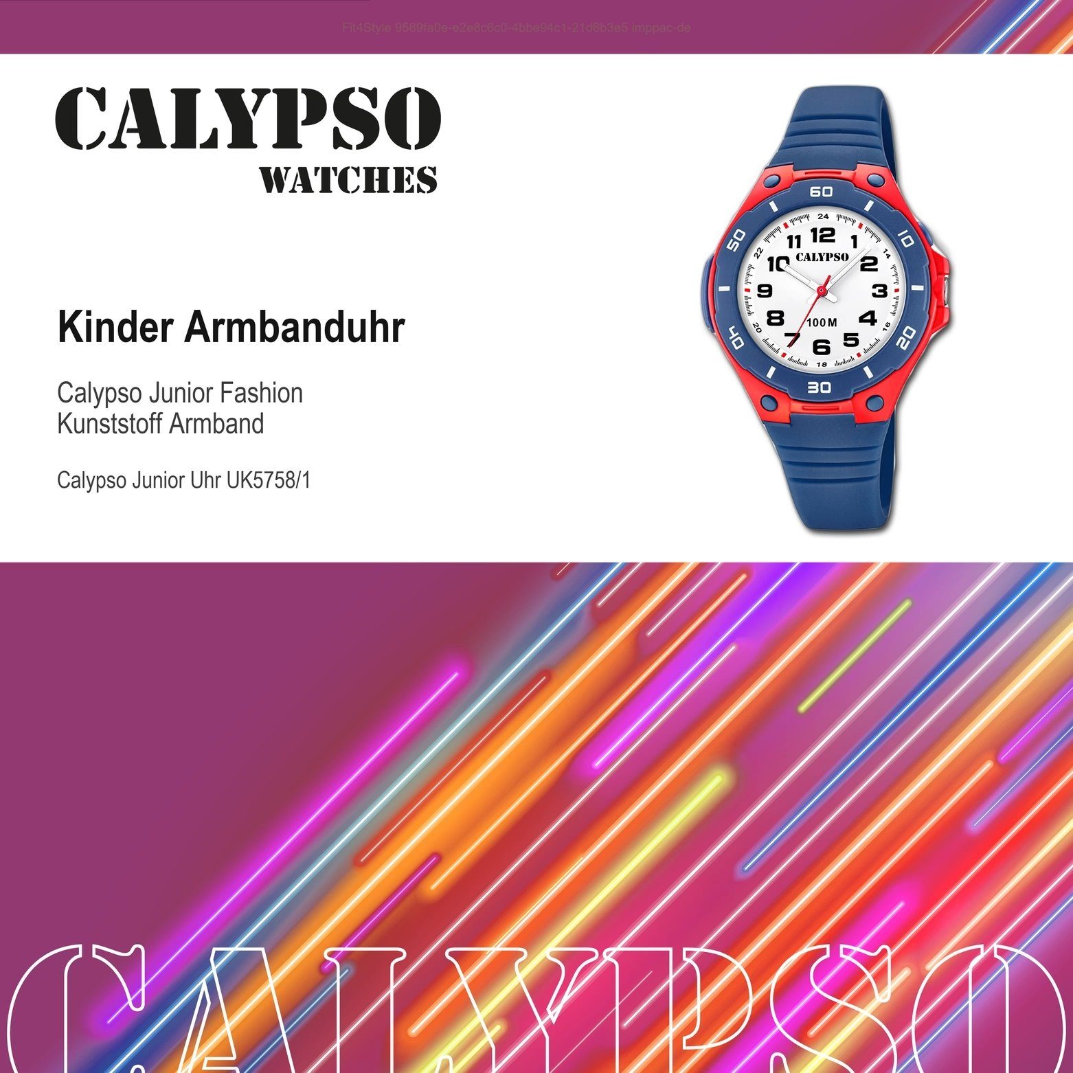 Kunststoff, WATCHES Armbanduhr CALYPSO Fashion Uhr PUarmband Quarzuhr Kinder PU, K5758/1 Kinder Calypso rund, blau, Kunststoff
