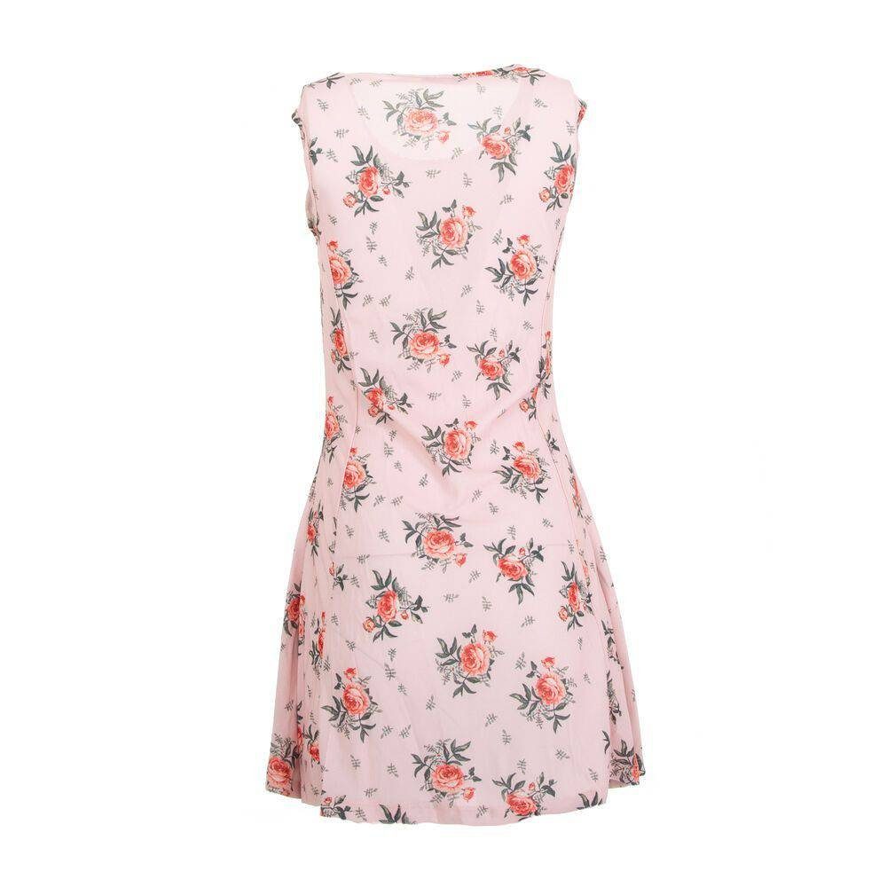 Damen Kleider Ital-Design Sommerkleid Damen Freizeit Geblümt Stretch Kleid in Rosa