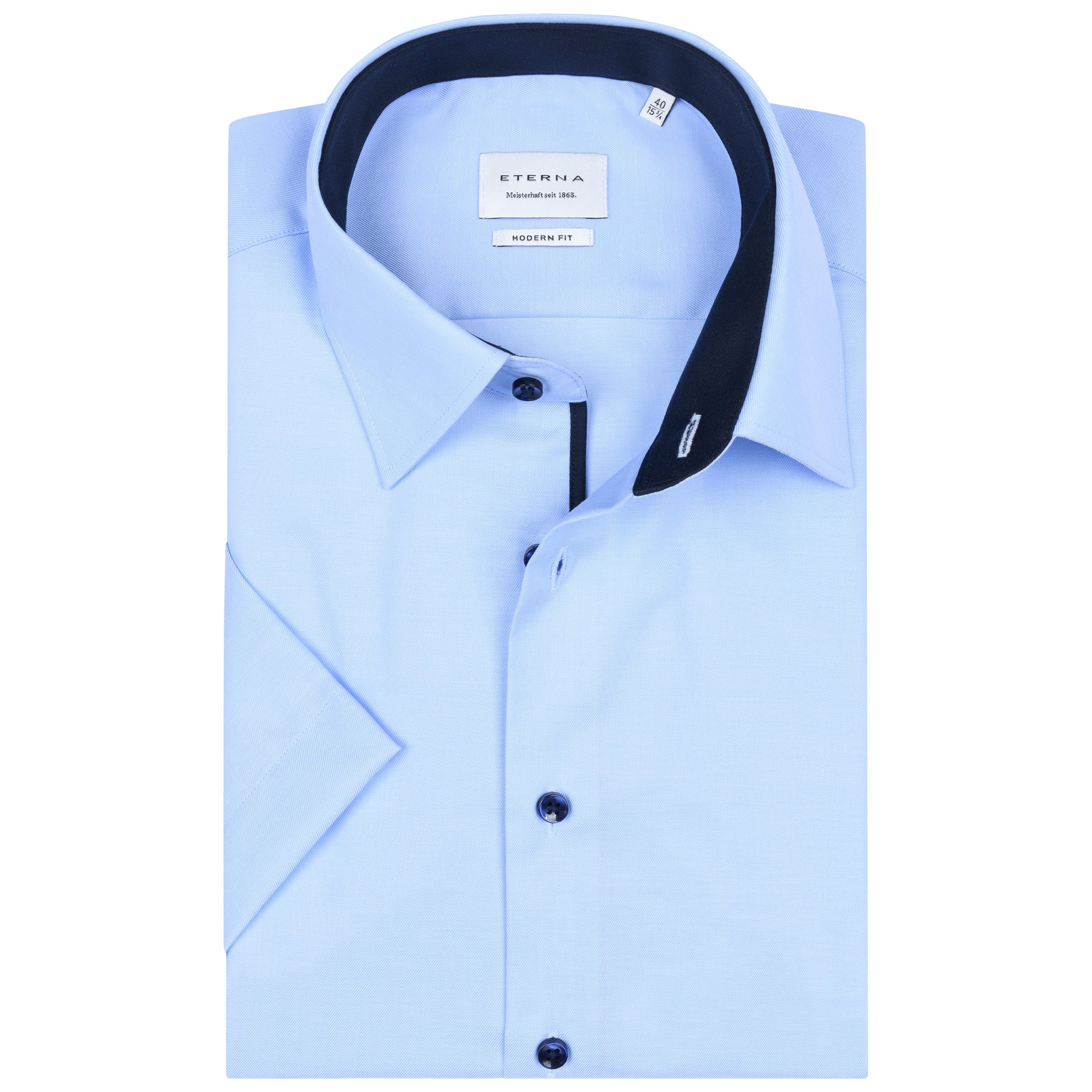 Eterna Kurzarmhemd Modern Fit, 100 % Baumwolle Bügelfrei