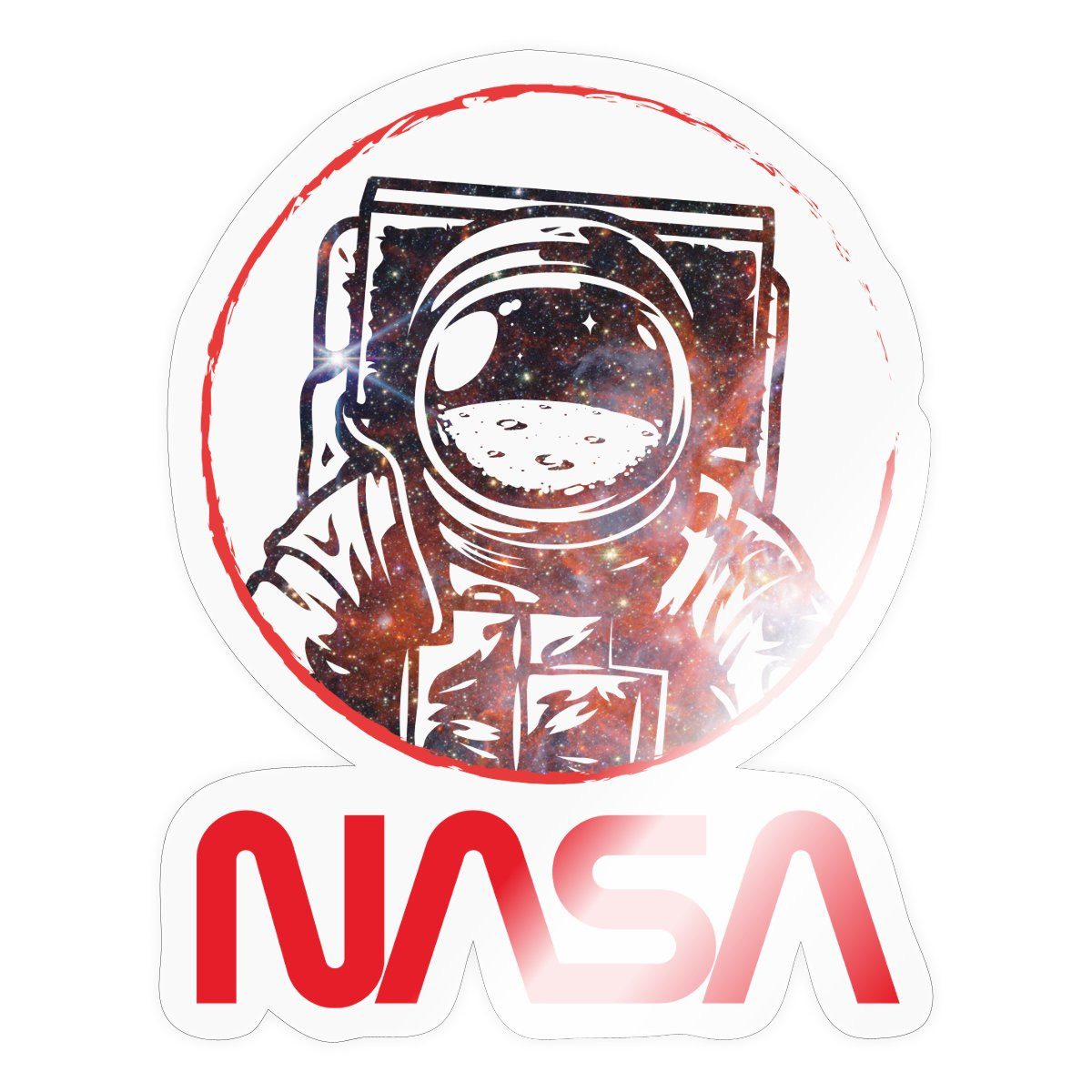 Spreadshirt Aufkleber NASA Logo Und Astronaut Im Galaxie-Design Sticker Aufkleber