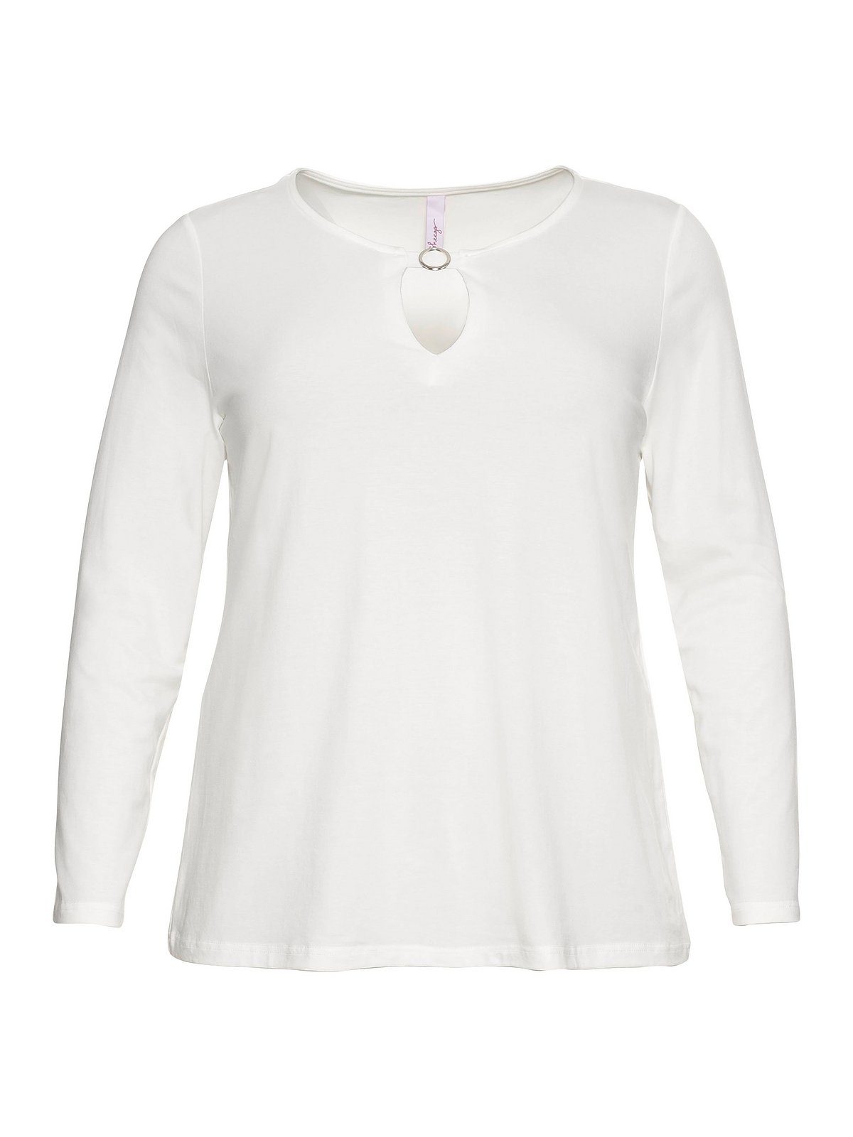 Sheego Langarmshirt Große mit Zierschnalle offwhite Cut-out Größen und