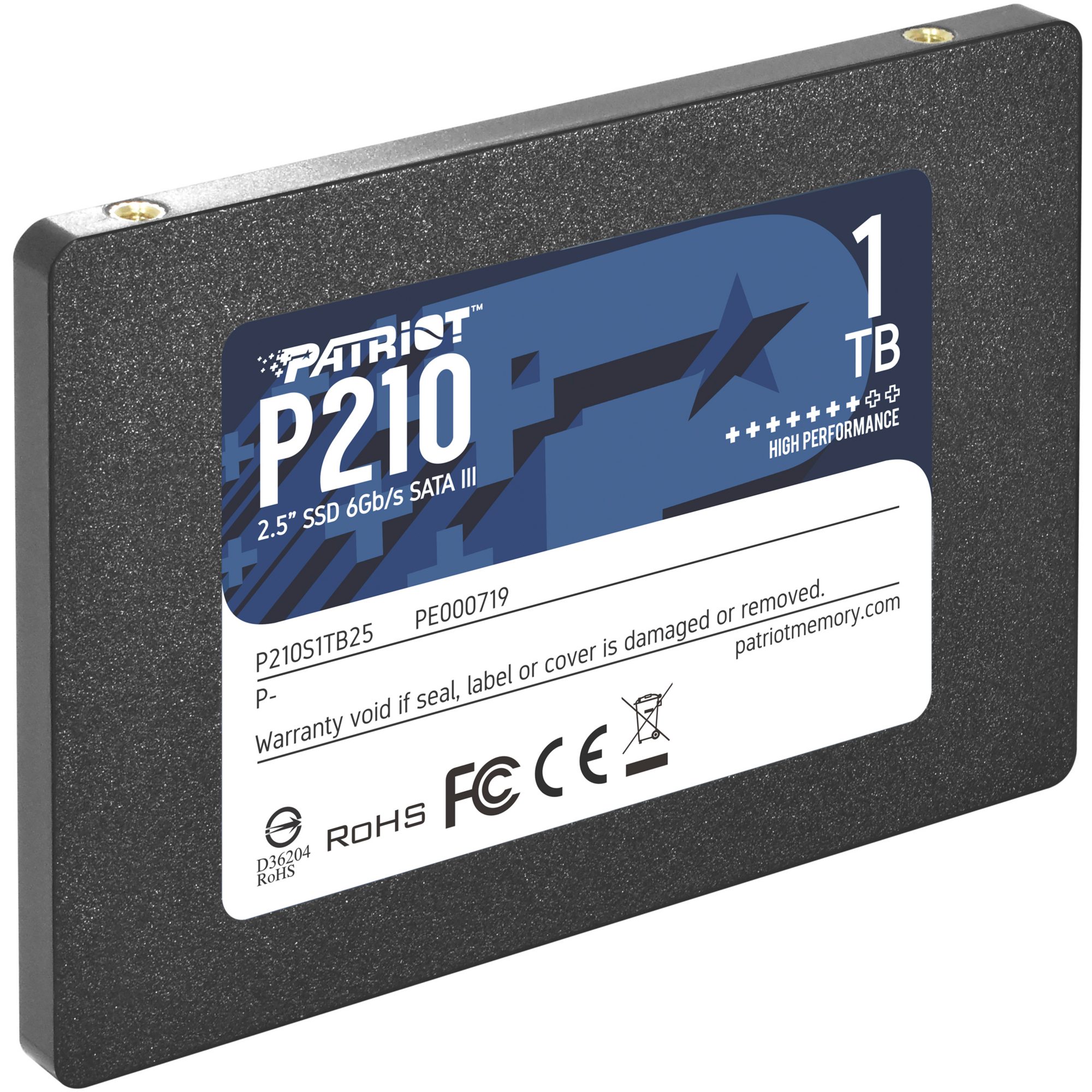 Patriot Patriot P210 1 TB, SSD, (SATA 6 Gb/s, 2,5) interne SSD (1.000 GB) 520 MB/S Lesegeschwindigkeit, 430 MB/S Schreibgeschwindigkeit, SATA 6 Gb/s, 2,5"