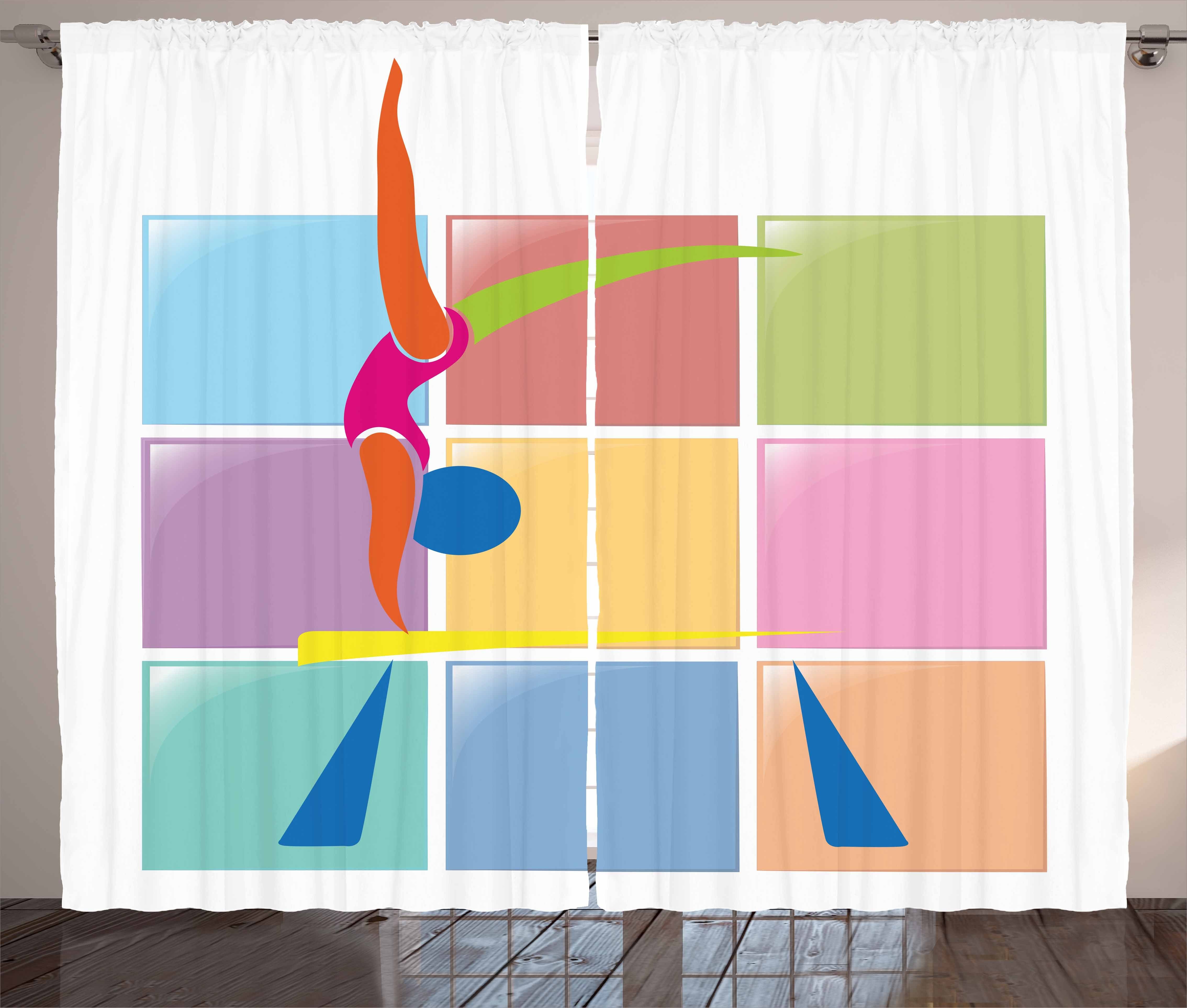 Gymnastik Haken, Gardine Abstrakt Kräuselband Abakuhaus, Schlaufen und Schlafzimmer mit Vorhang Athlet
