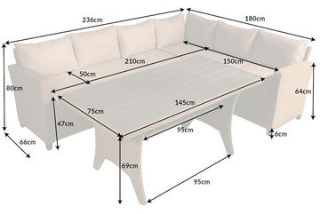 riess-ambiente Sitzgruppe MONACO 240cm natur, (Set, 1-tlg), Gartenmöbel · wetterfeste Ecklounge inkl. Tisch · Outdoor · Design