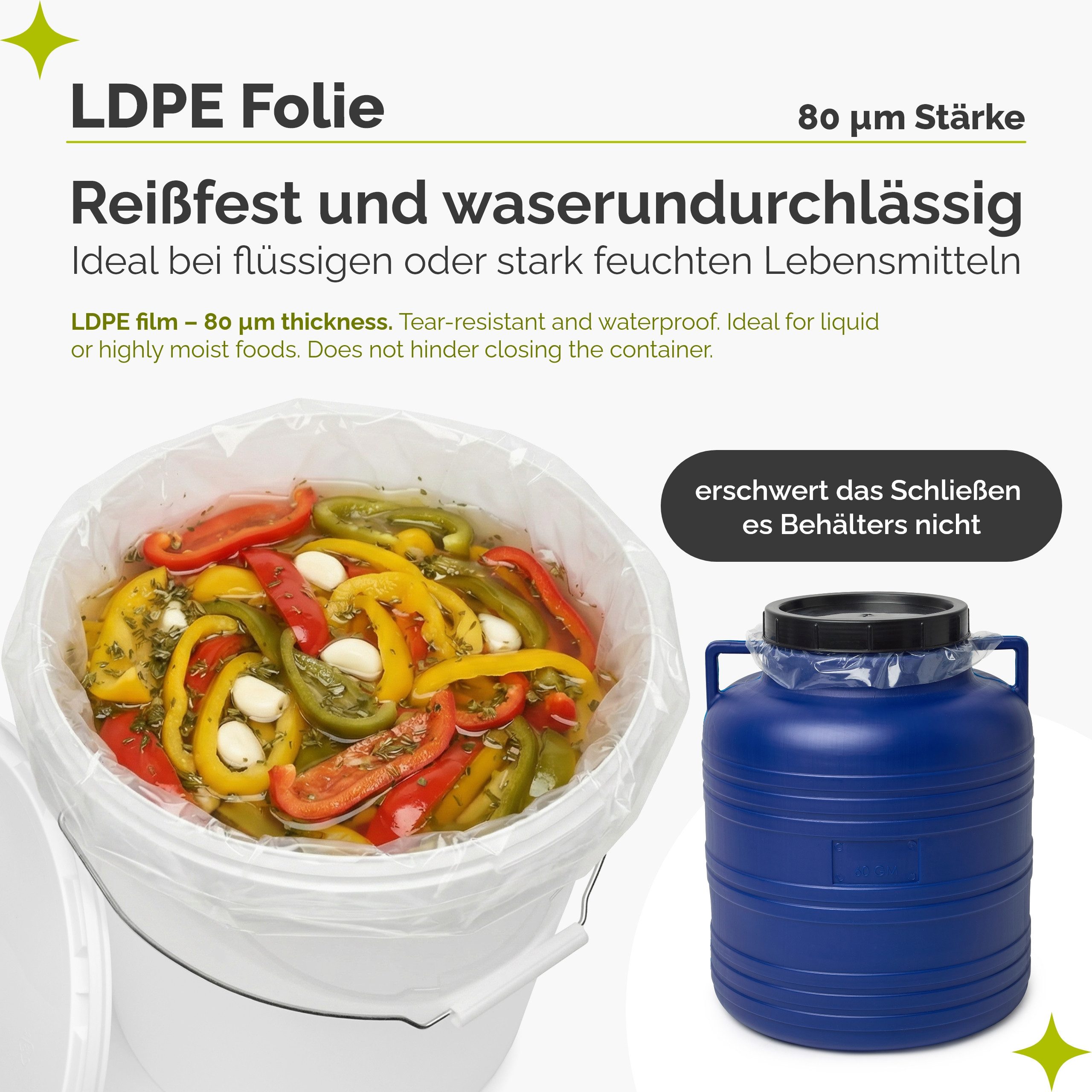Garronda Wasserreservoir Einlegebeutel Lebensmittelecht PE Beutel für Fass und Eimer GD-0180, 60 l, (10-tlg) – Bild 4 von 5