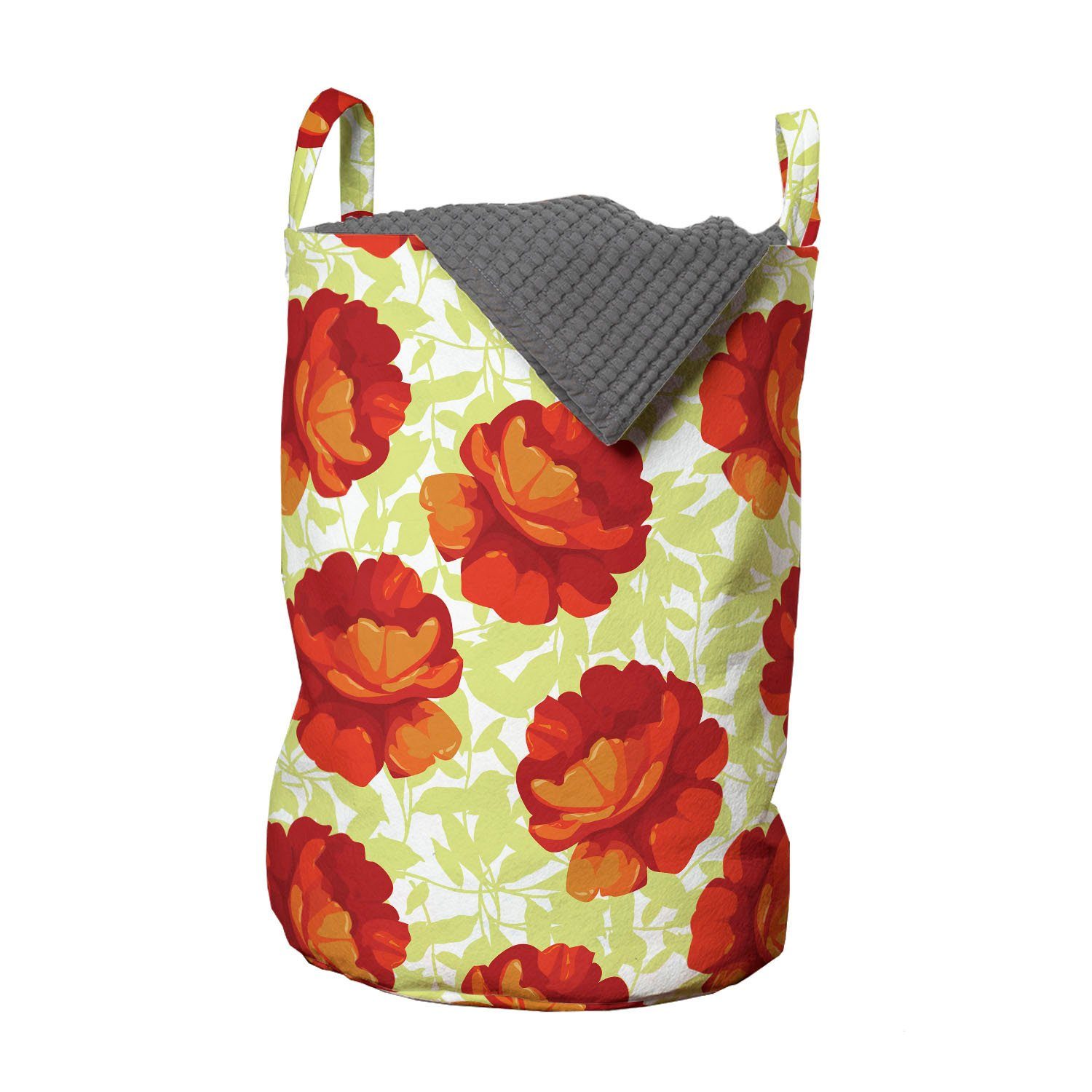 Abakuhaus Wäschesäckchen Wäschekorb mit Blumen Kordelzugverschluss Griffen für Aquarell-Rosen-Blumen-Kunst Waschsalons