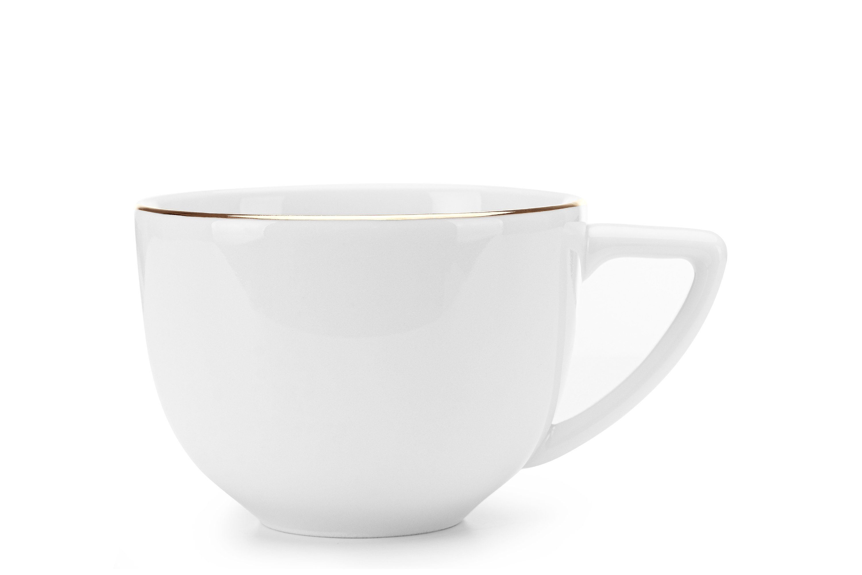 Konsimo Kaffeeservice CARLINA Kaffeetasse Untertasse hochwertigem Personen, (18-tlg), Dessertteller Gold Porzellan, quadratisch, Handwäsche, Porzellan 6