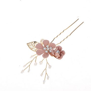 Scheiffy Diadem Hochzeitshaarbürste, Blumen- und Blatthaarnadel (4-teiliges Set)