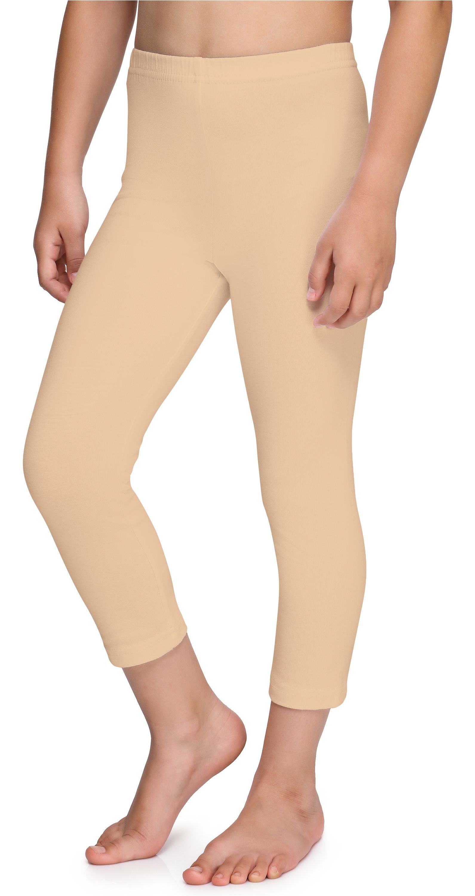 Merry Style Leggings elastischer Baumwolle (1-tlg) Mädchen Capri Bund 3/4 Leggings aus Sand MS10-226