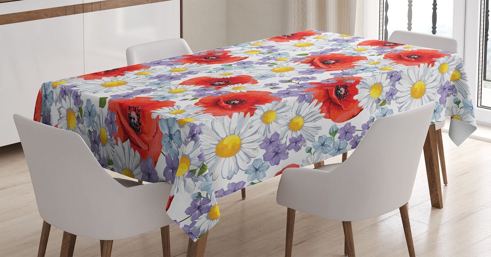 Klare Tischdecke Farbfest Bereich und den Daisy geeignet Bunt Abakuhaus Für Blume Außen Poppy Farben, Waschbar