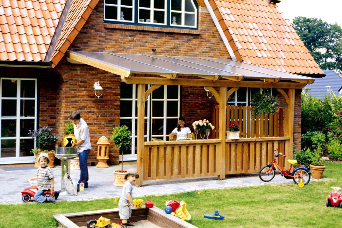 Skanholz Terrassendach Rimini, BxT: 541x250 cm, Bedachung Doppelstegplatten, 541 cm Breite, verschiedene Tiefen