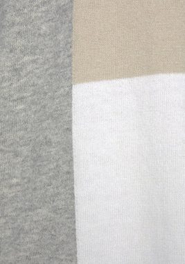 LASCANA Rundhalspullover mit Colorblock-Optik, Damenpullover, Baumwolle, locker und kaschierend
