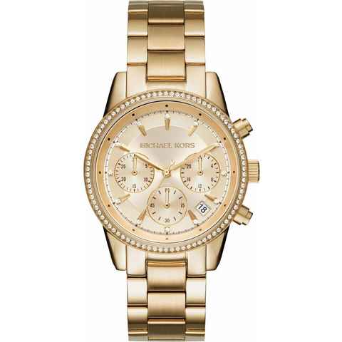 MICHAEL KORS Chronograph RITZ, MK6356, Quarzuhr, Armbanduhr, Damenuhr, Stoppfunktion, 12/24-Std.-Anzeige