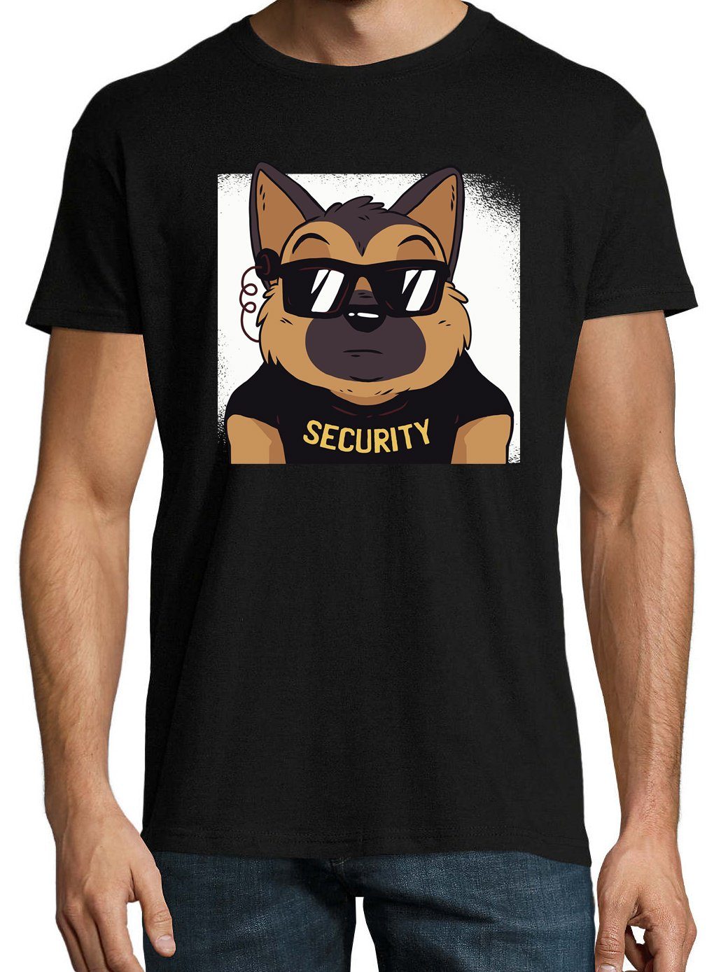 Youth Designz T-Shirt Dog Security Shirt Herren mit trendigem Schwarz Frontprint